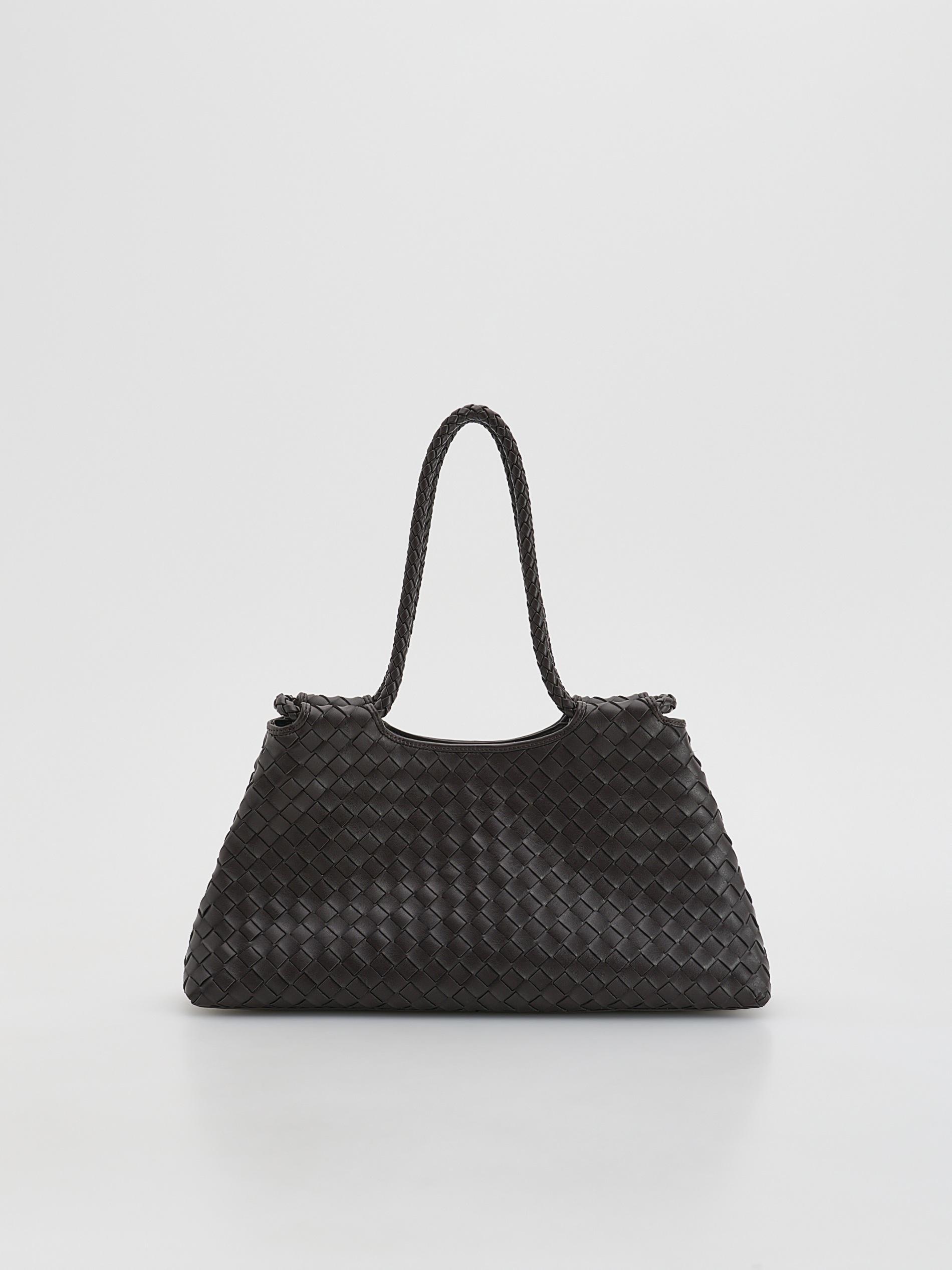 Brown Woven Shopper Bag, Brown, large image number 1