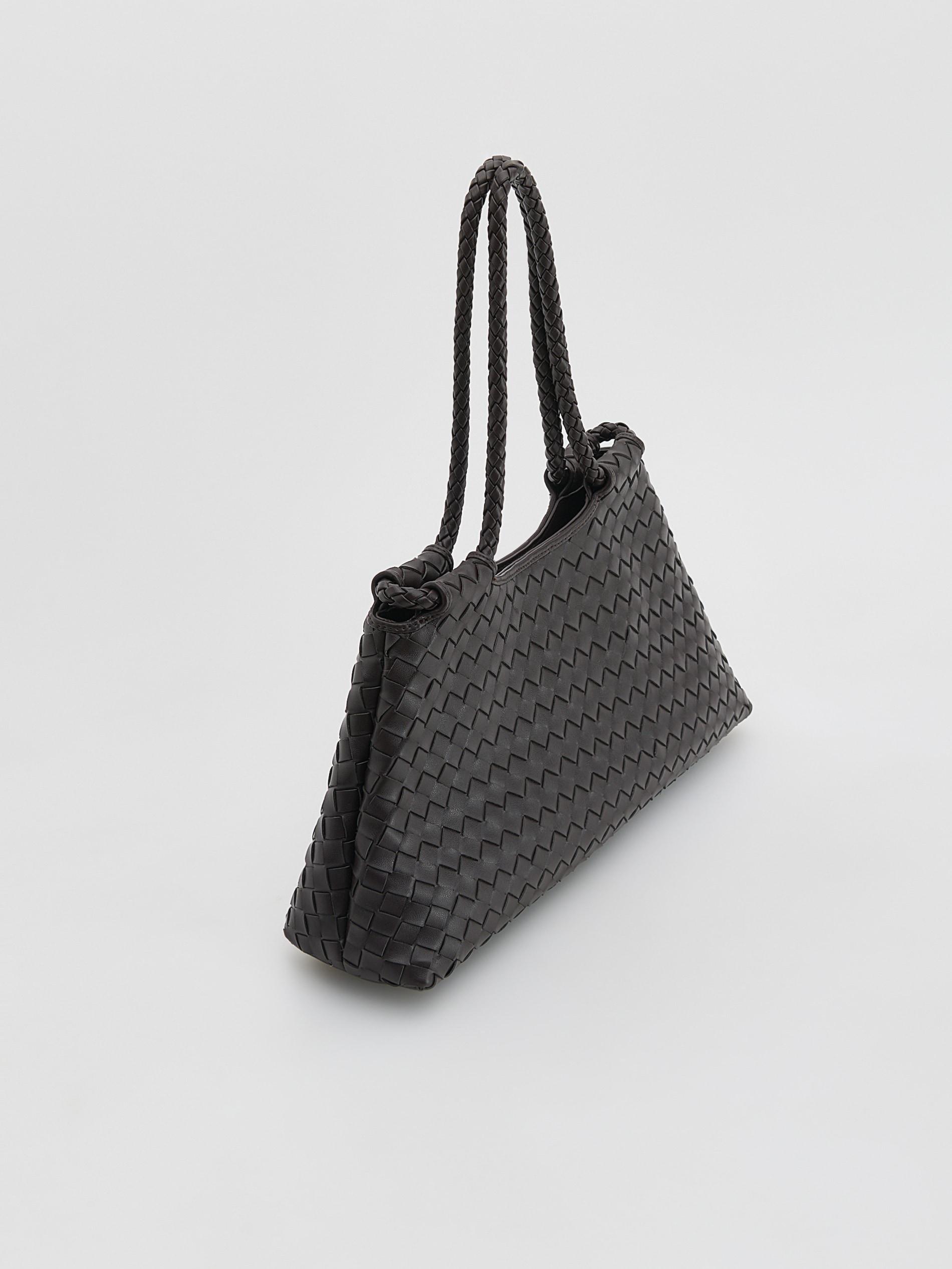 Brown Woven Shopper Bag, Brown, medium