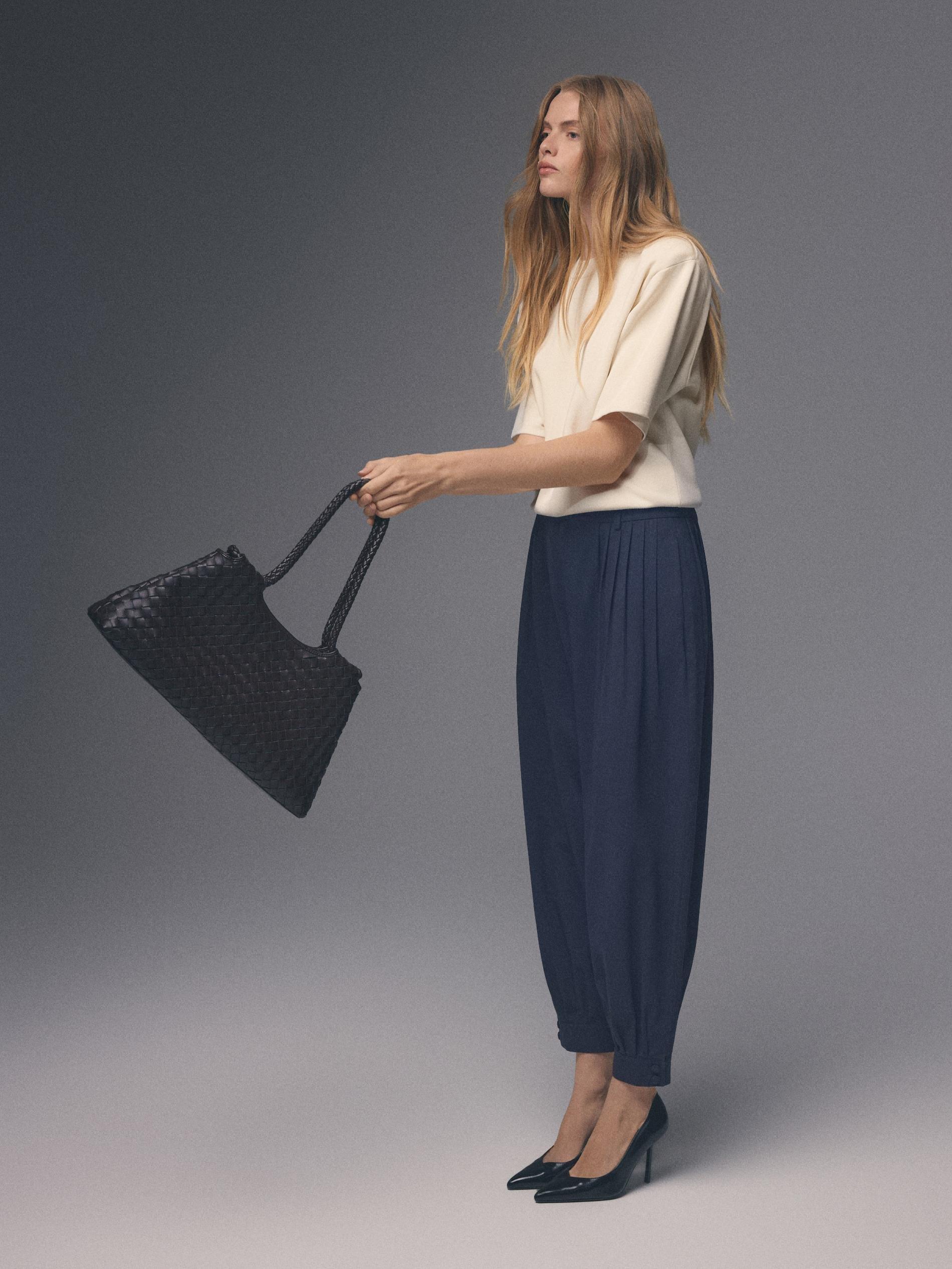 Brown Woven Shopper Bag, Brown, large image number 4