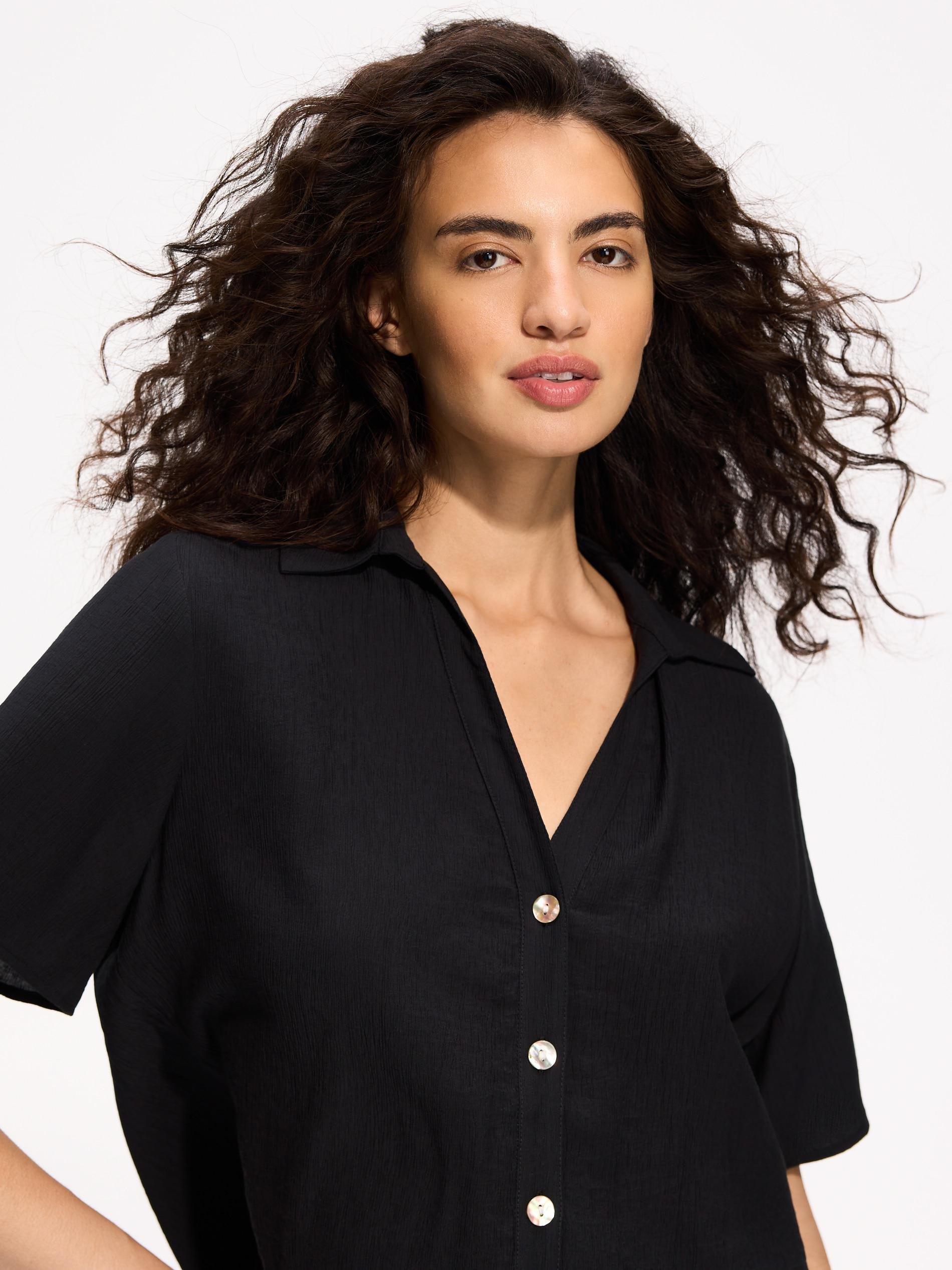 Black Viscose Rich Shirt, Black, large image number 0