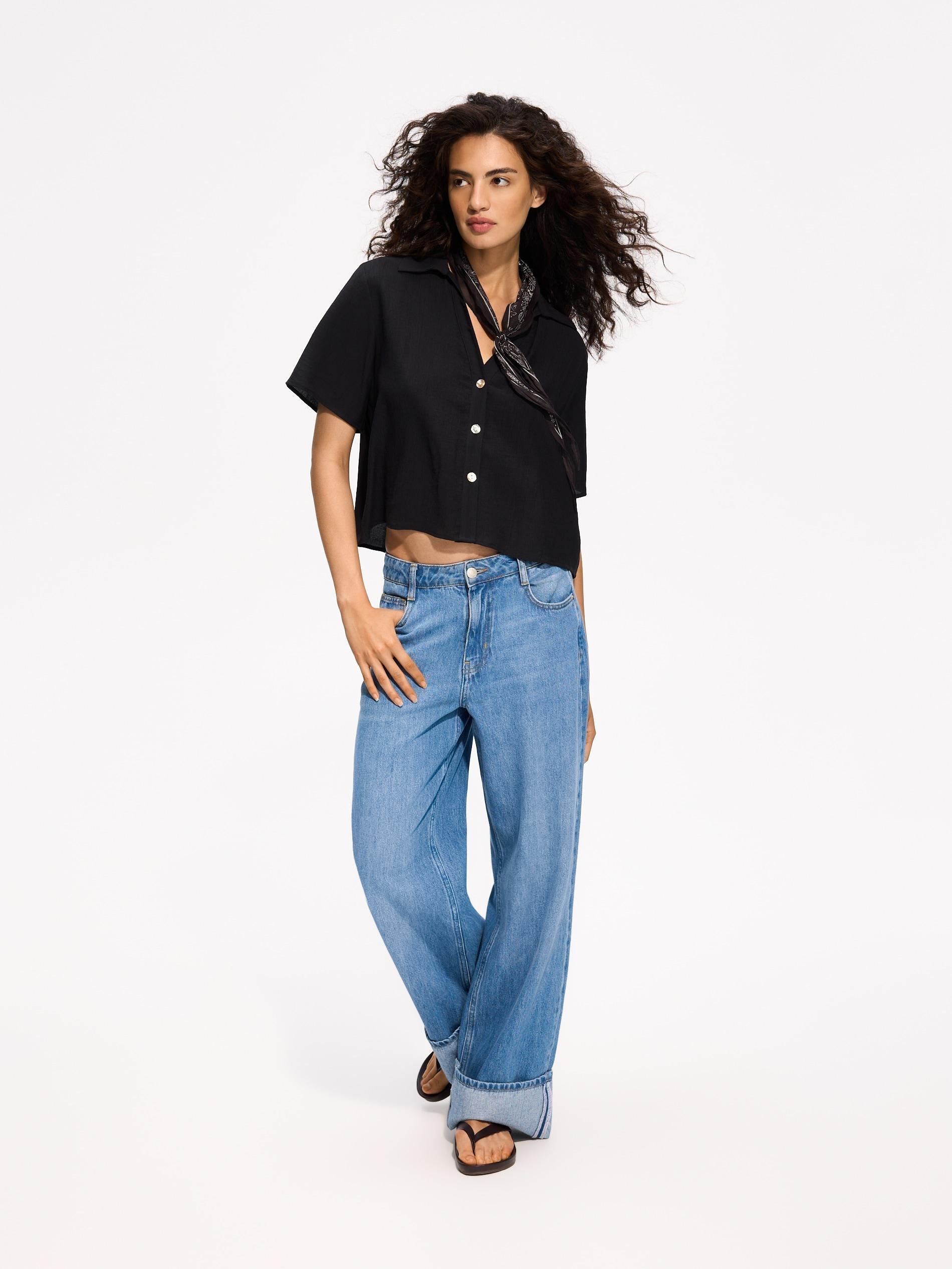 Black Viscose Rich Shirt, Black, large image number 1