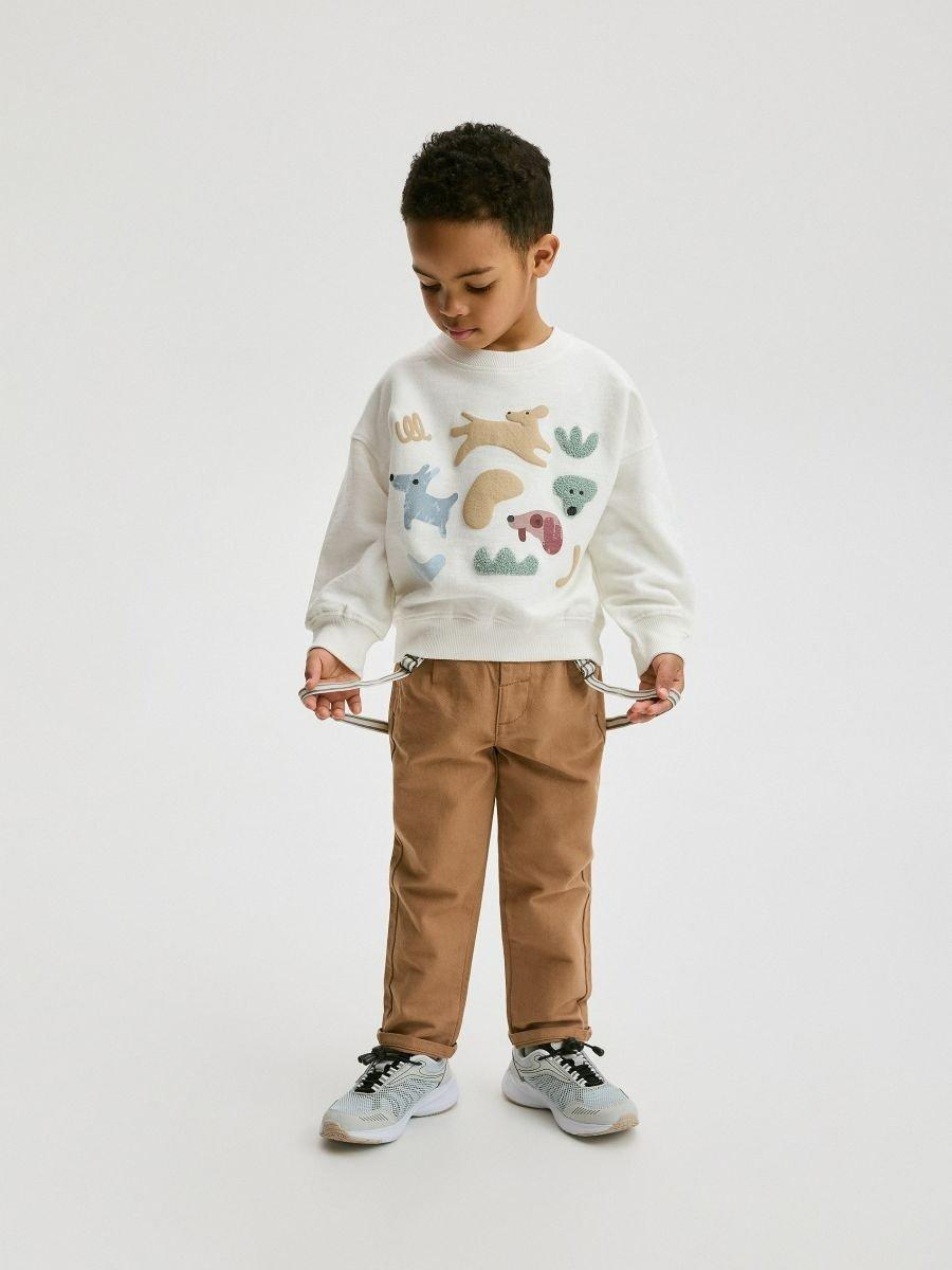 Reserved - Brown Chino Pants With Suspenders, Kids Boys