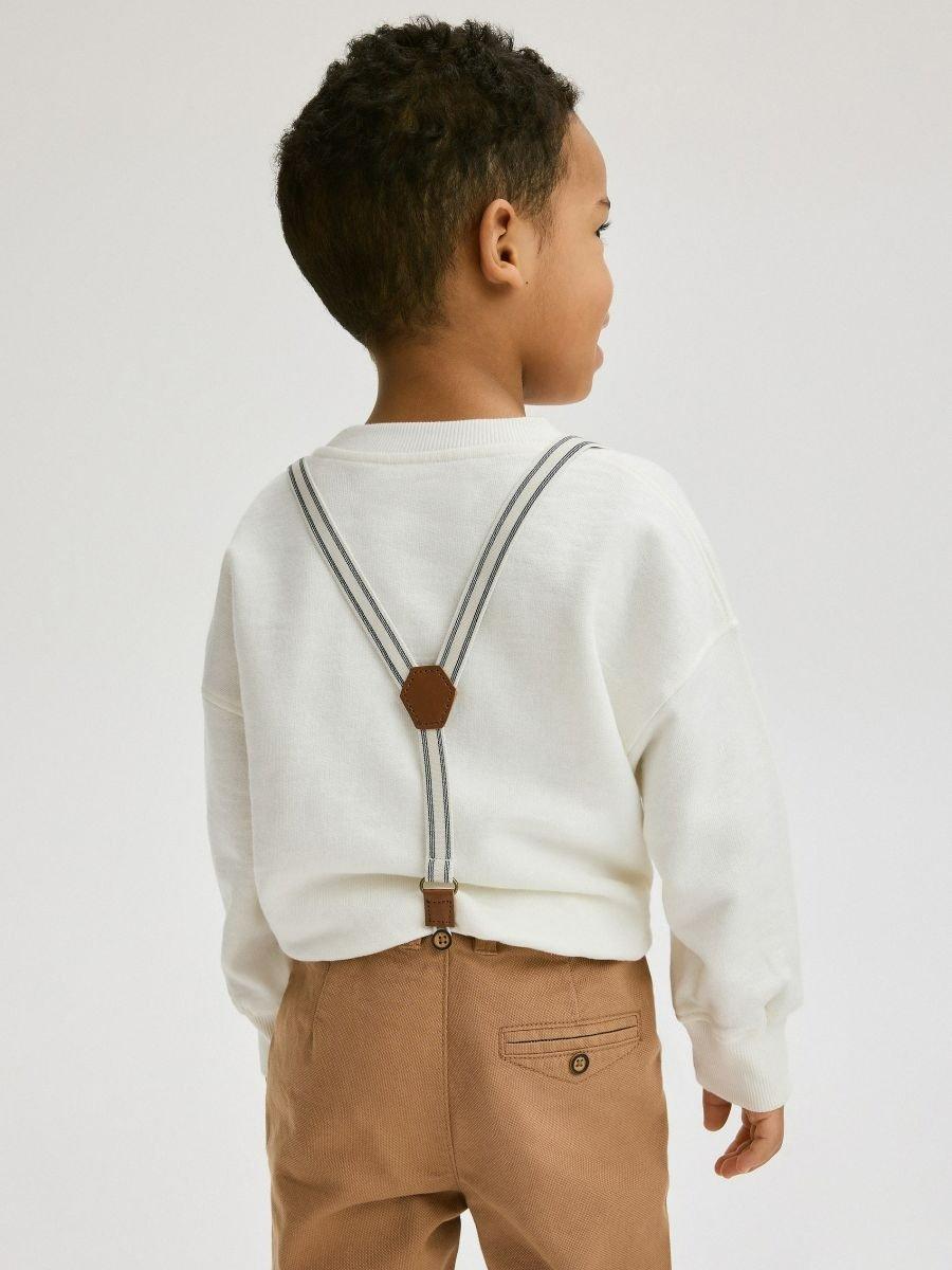 Reserved - Brown Chino Pants With Suspenders, Kids Boys