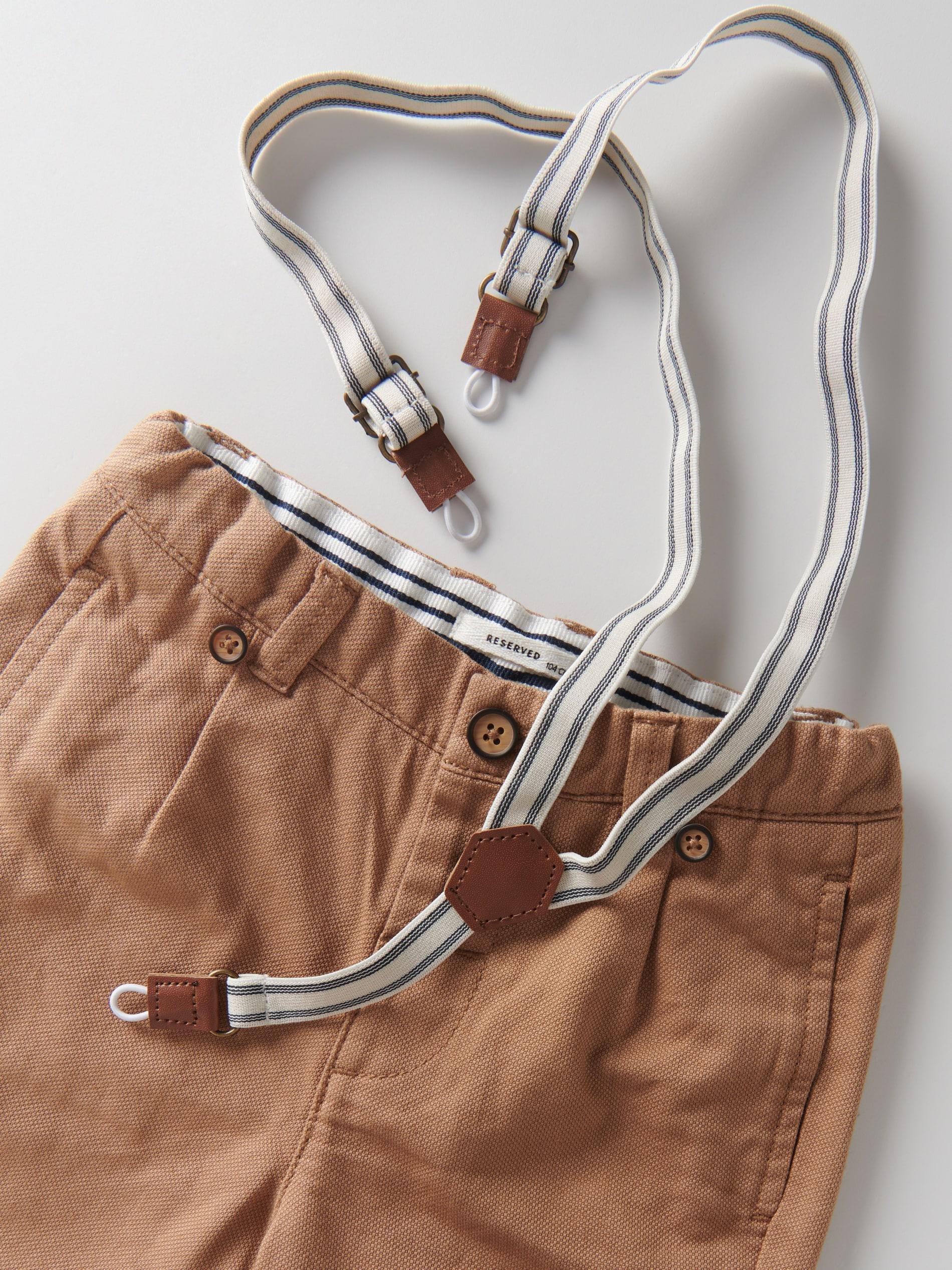 Brown Chino Pants With Suspenders, Kids Boys, , large image number 7