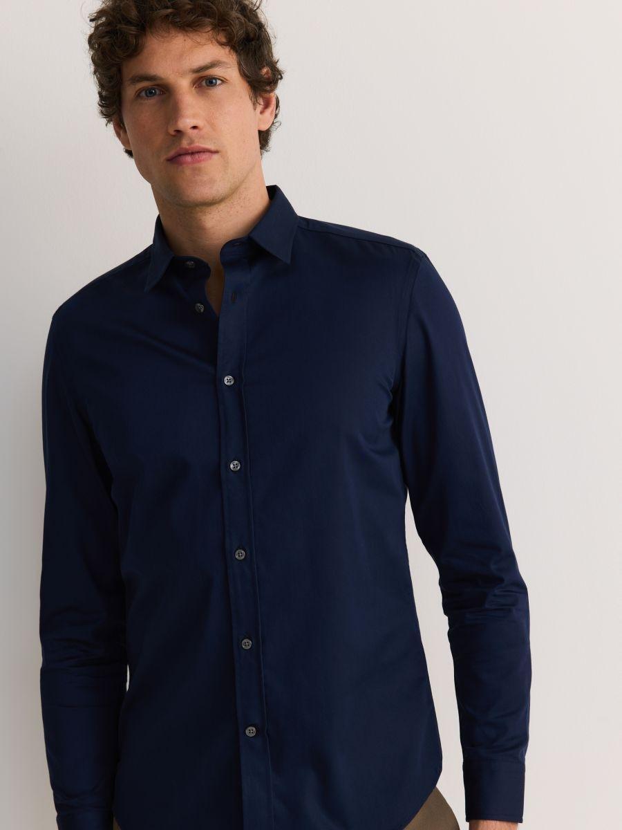 Blue Slim Fit Egyptian Cotton Shirt, , large image number 0
