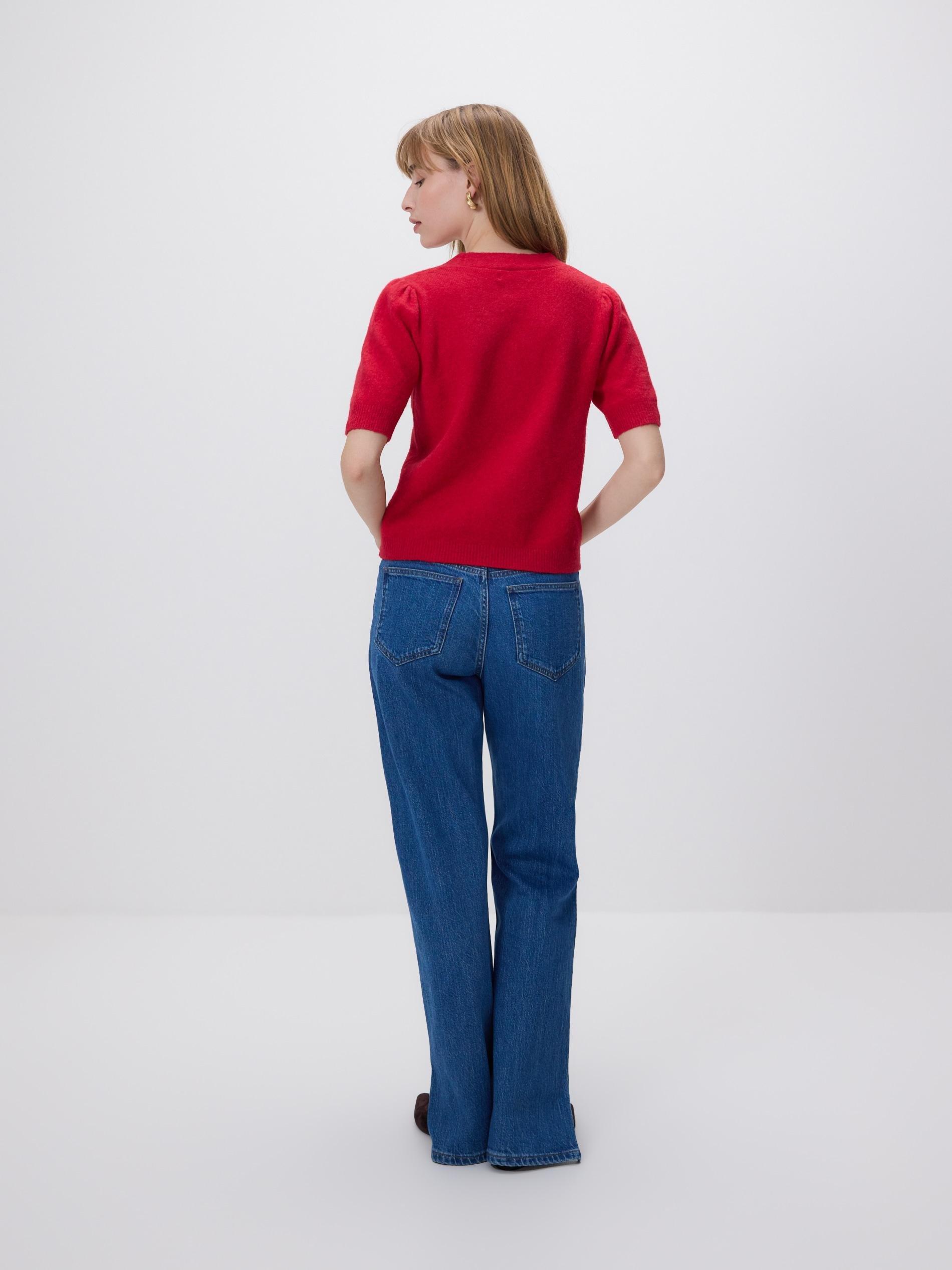 Red Wool Blend Cardigan, Red, large image number 2