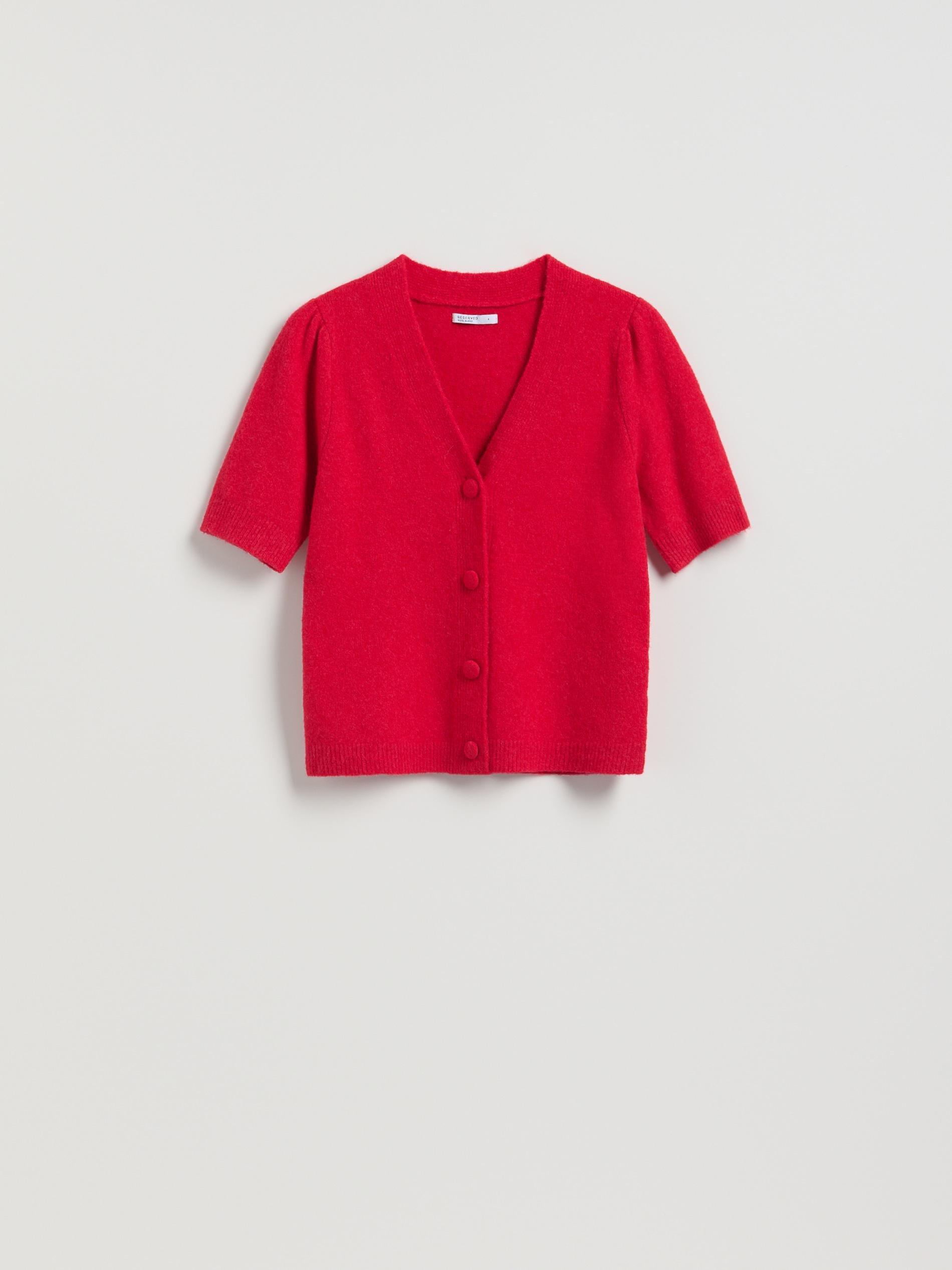 Red Wool Blend Cardigan, Red, large image number 3