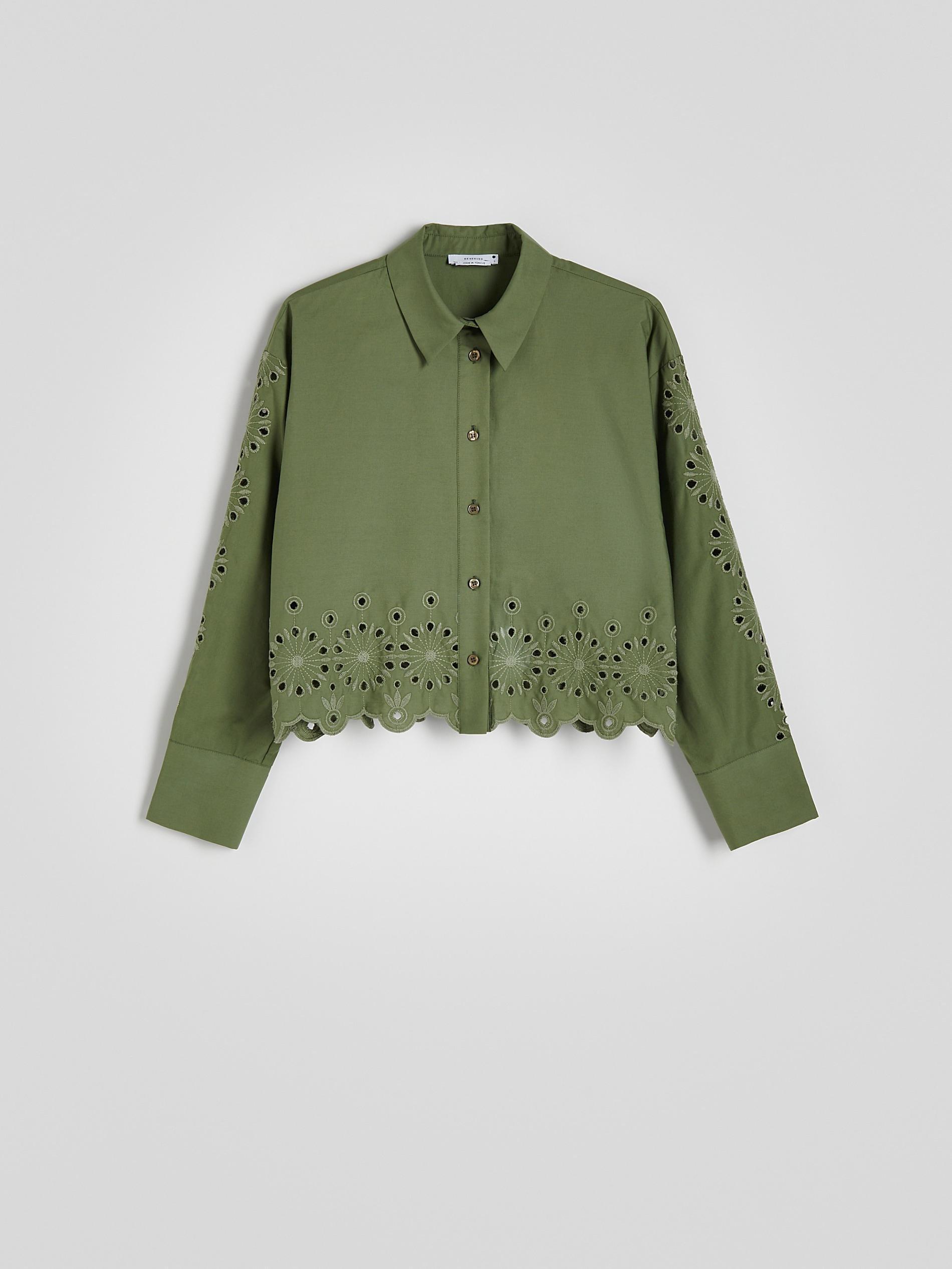 Green Shirt With Openwork Inserts, , large image number 9
