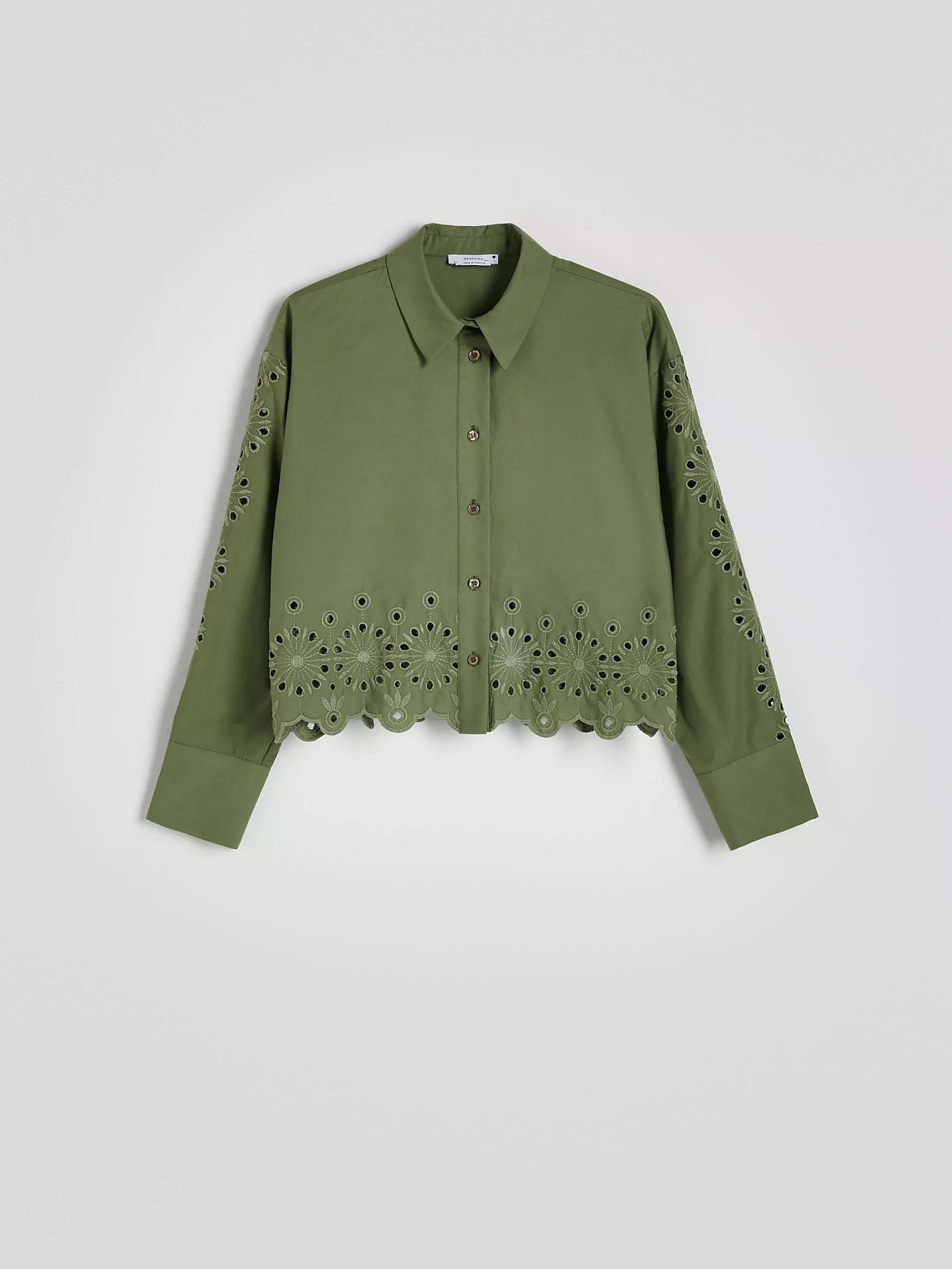 Green Shirt With Openwork Inserts, , large image number 10