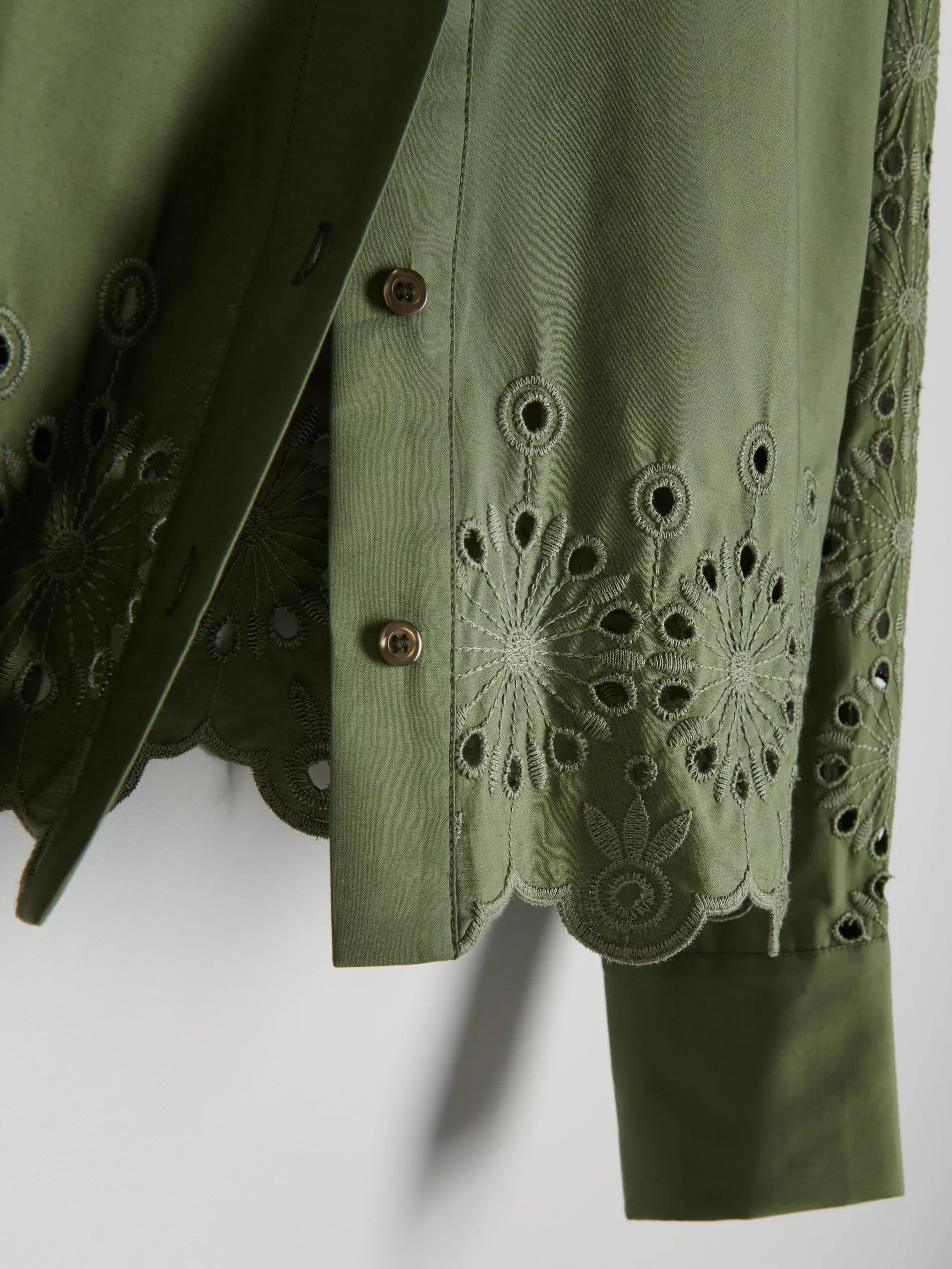 Green Shirt With Openwork Inserts, , large image number 12