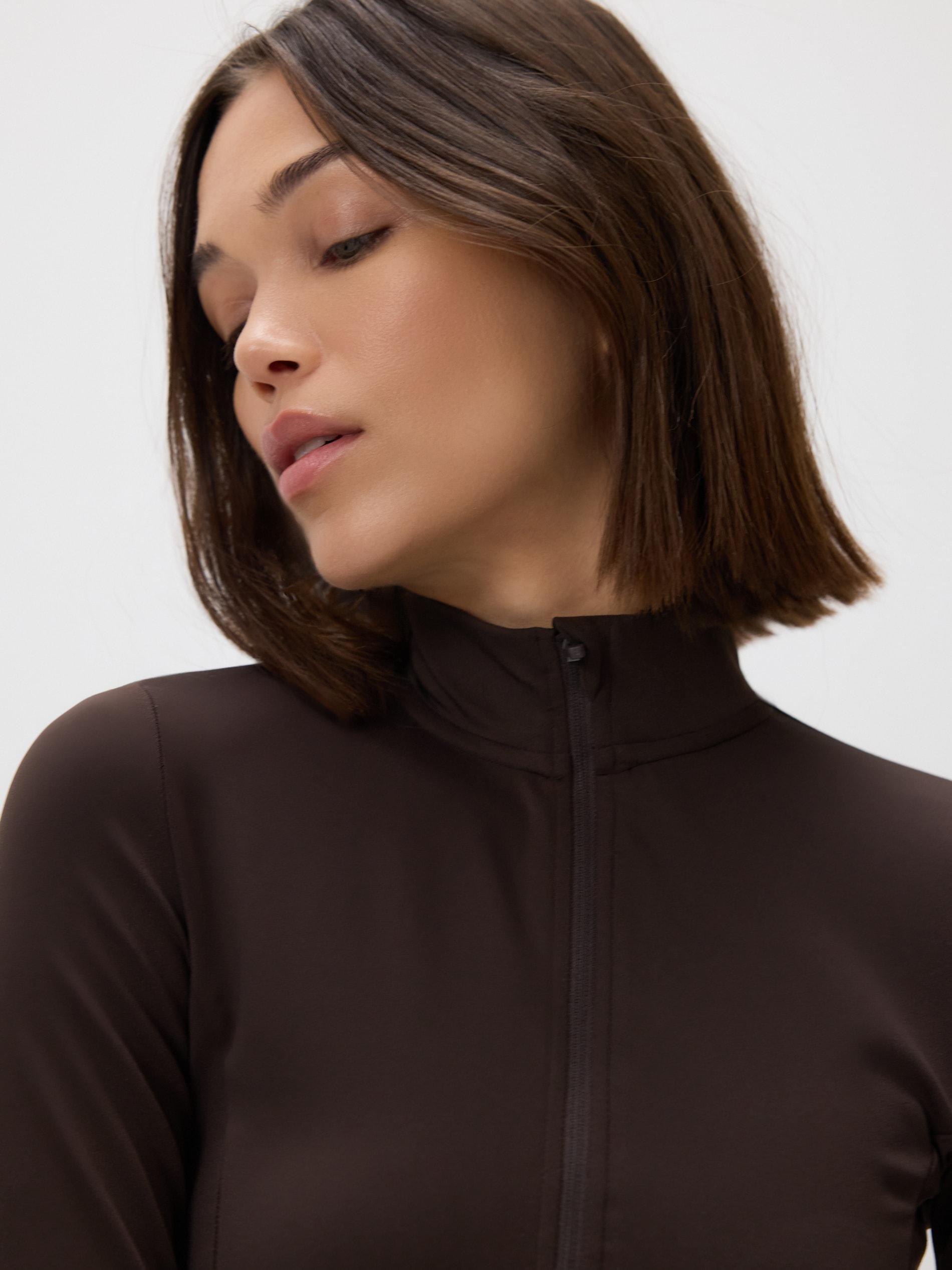 Brown Zip Sweatshirt, Brown, large image number 3