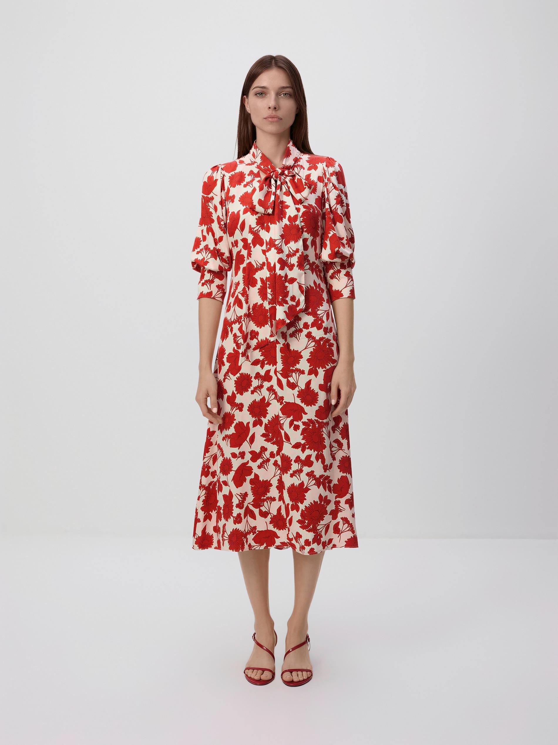 Multicolour Patterned Midi Dress, Multicolor, large image number 1