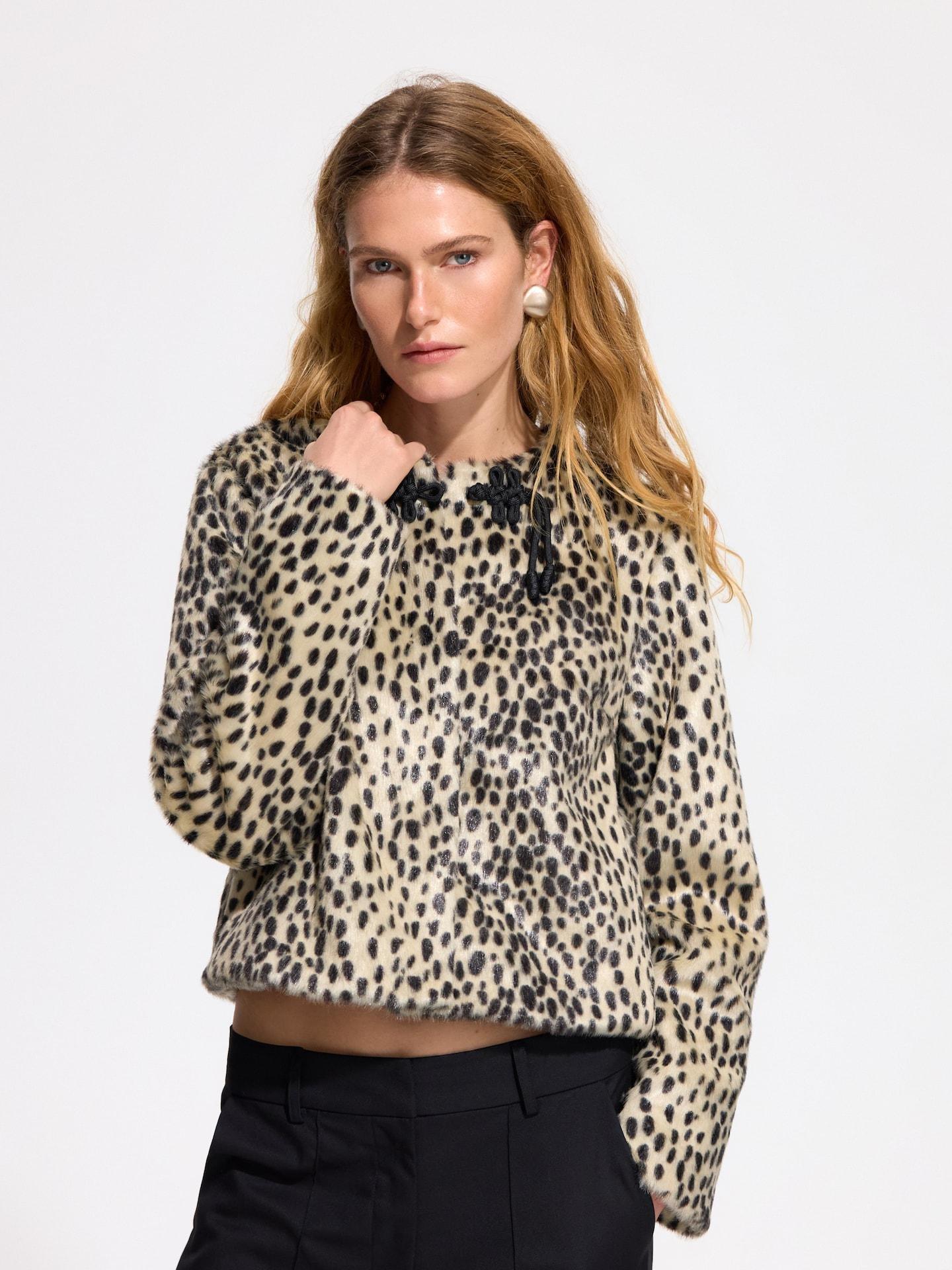 Multicolour Fuzzy Jacket, Multicolor, medium