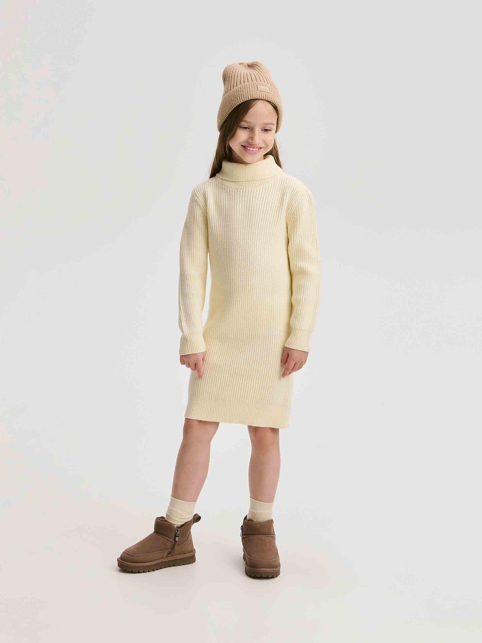 Cream Stripe Jersey Dress, Ivory, large image number 3