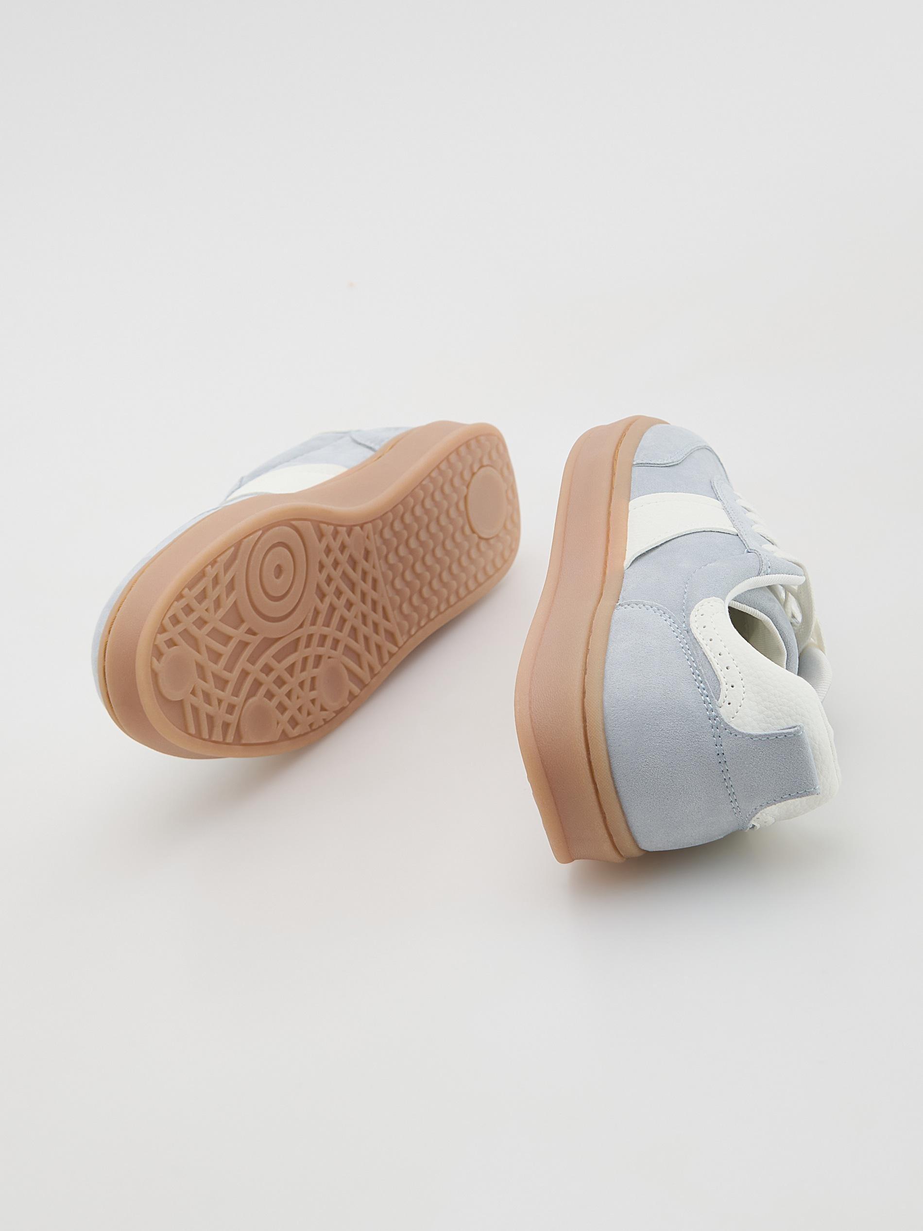 Blue Combined Materials Sneakers, Blue, medium