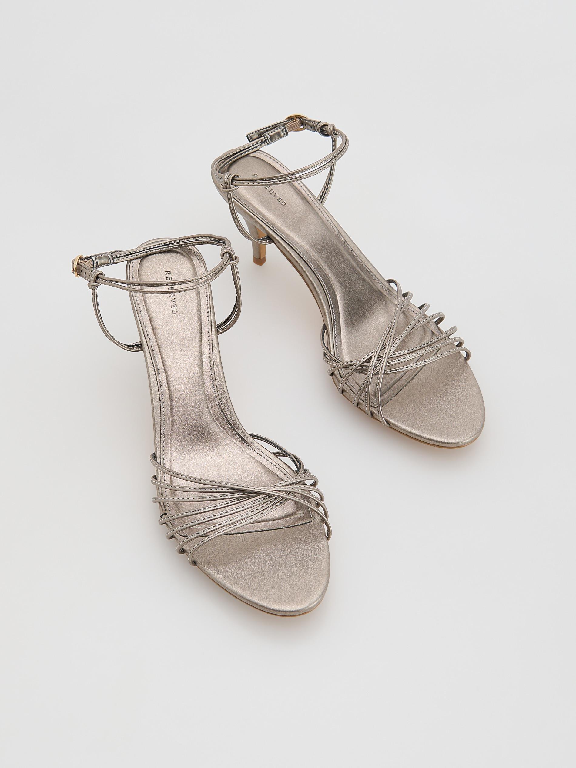 Golden Heeled Sandals, Golden, large image number 1