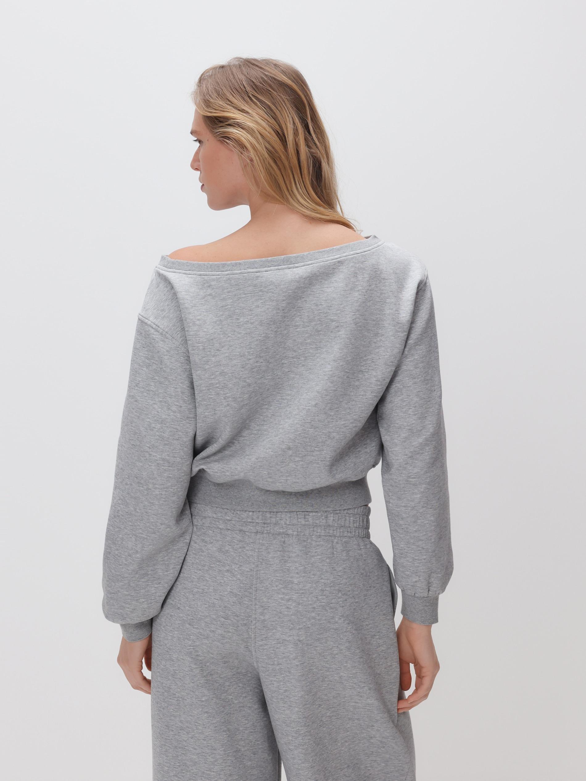 Grey Open Shoulder Blouse, Light grey, medium
