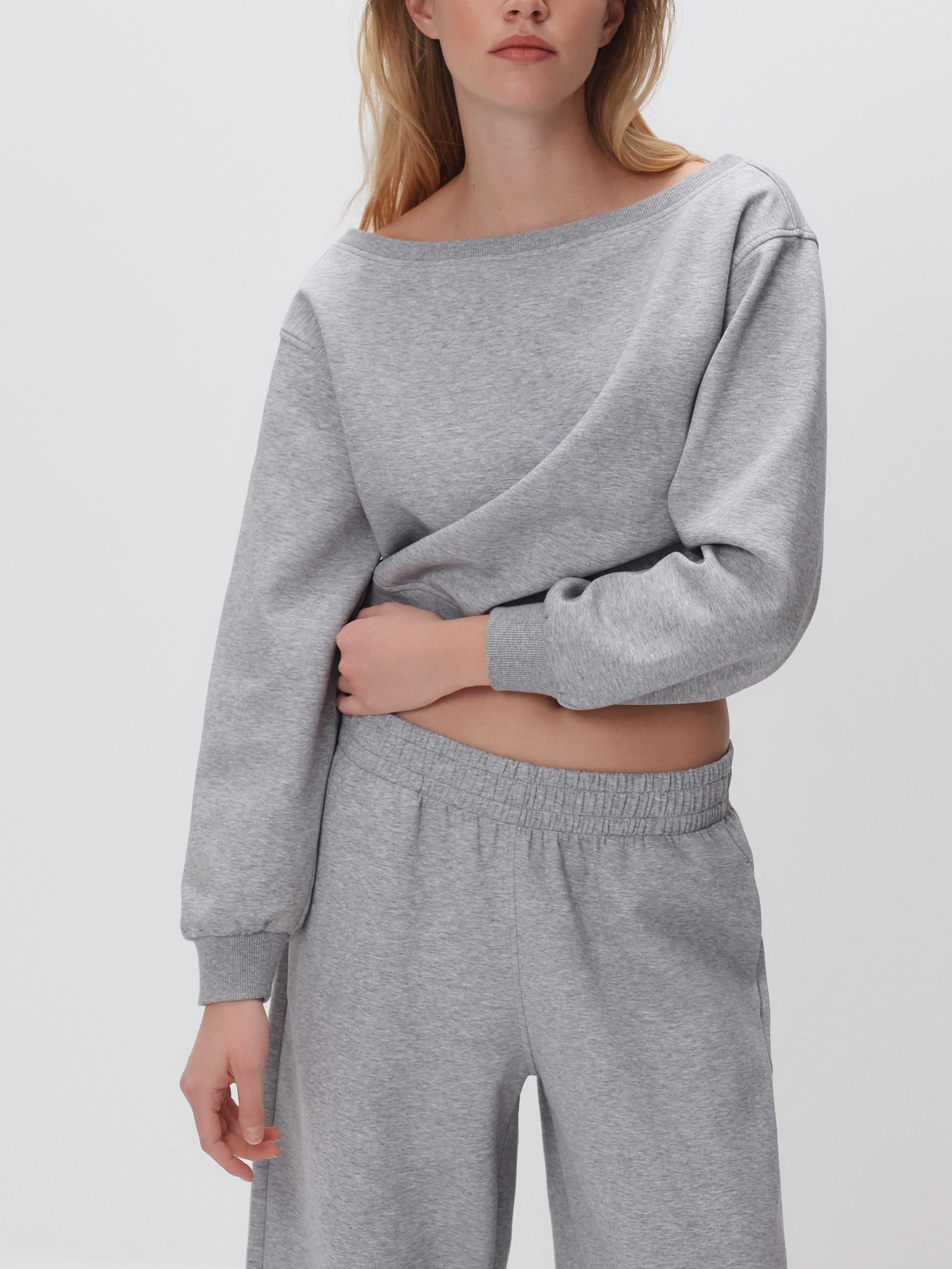 Grey Open Shoulder Blouse, Light grey, large image number 3