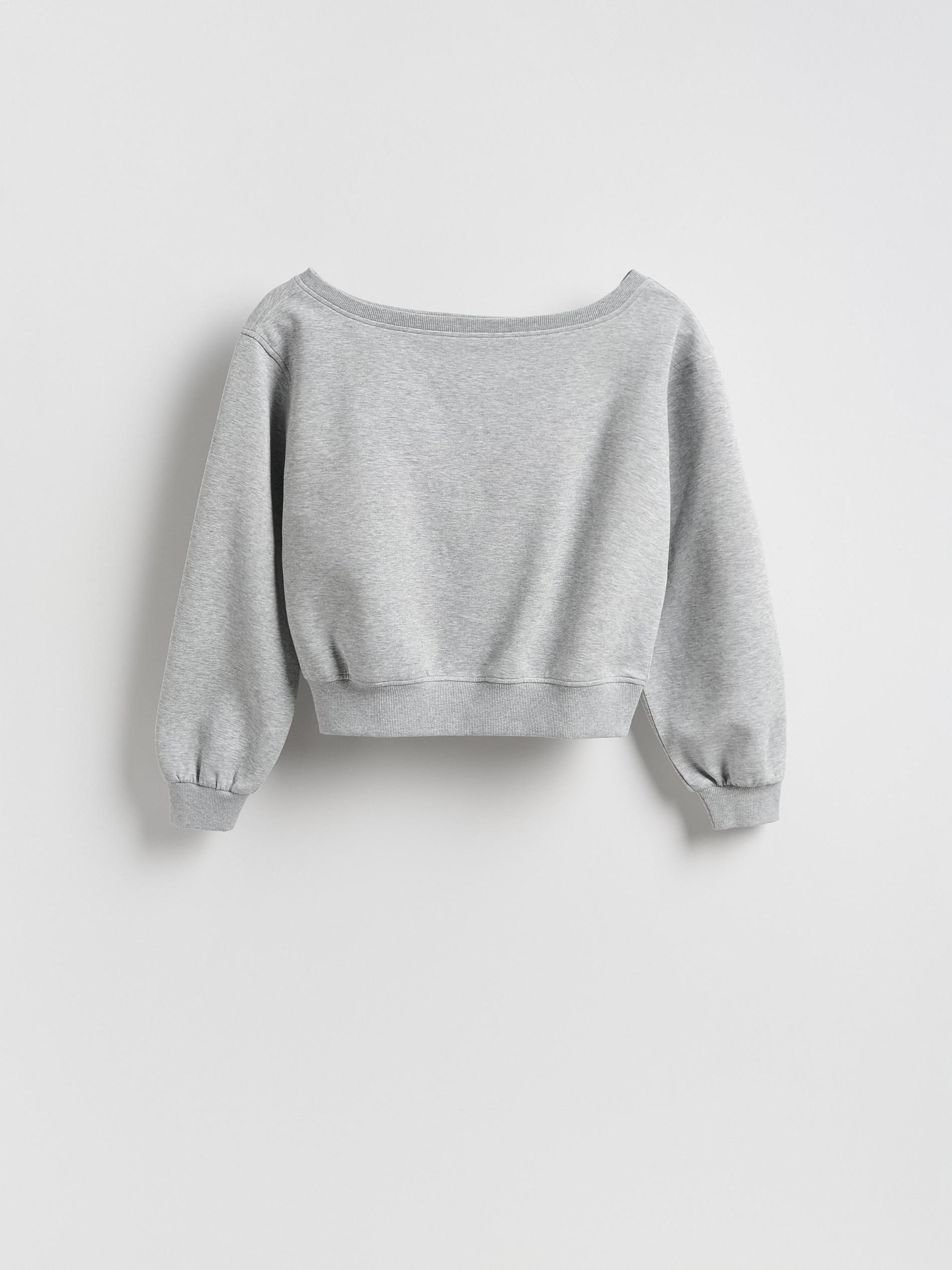 Grey Open Shoulder Blouse, Light grey, large image number 4