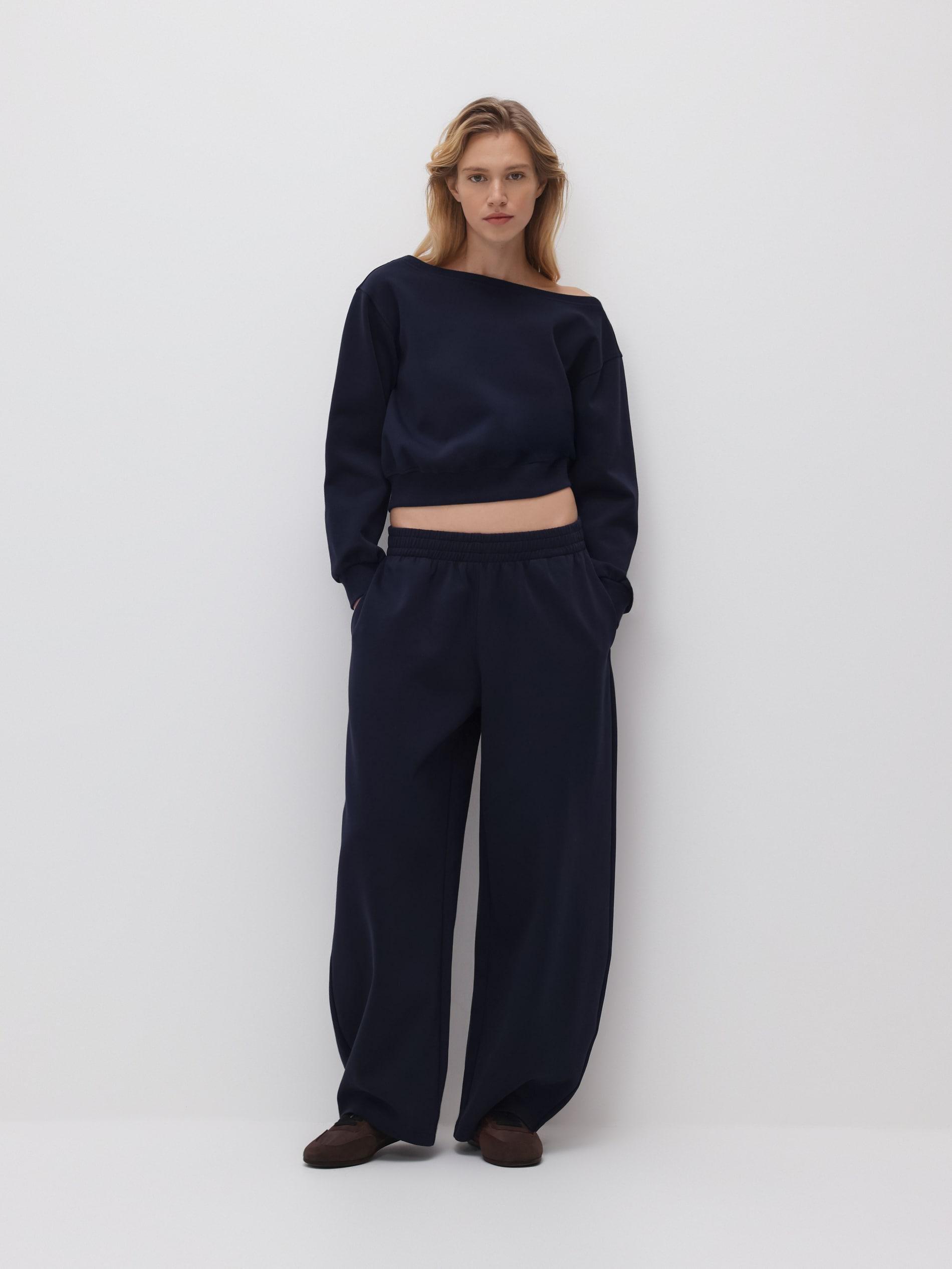 Navy Open Shoulder Blouse, Blue, large image number 3