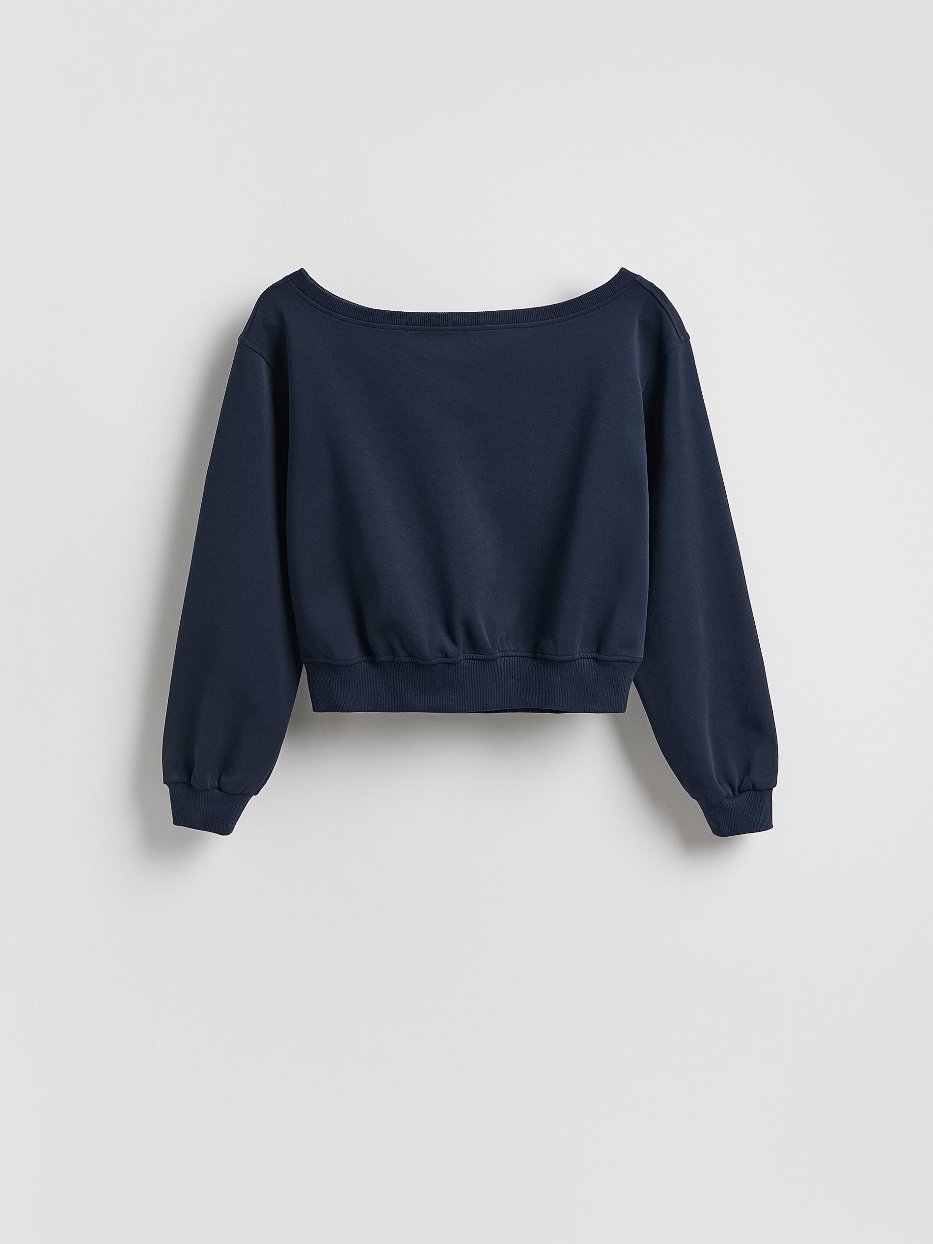 Navy Open Shoulder Blouse, Blue, large image number 4