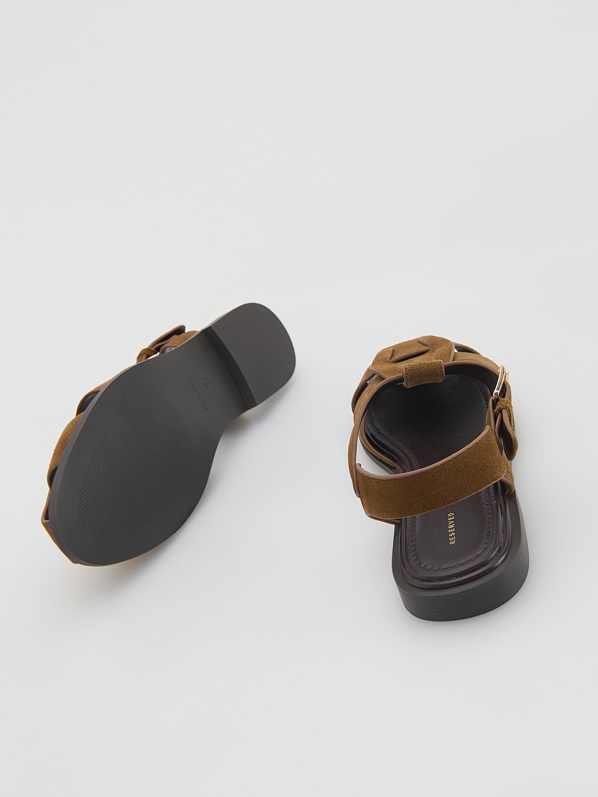 Brown Suede Sandals, Brown, large image number 2