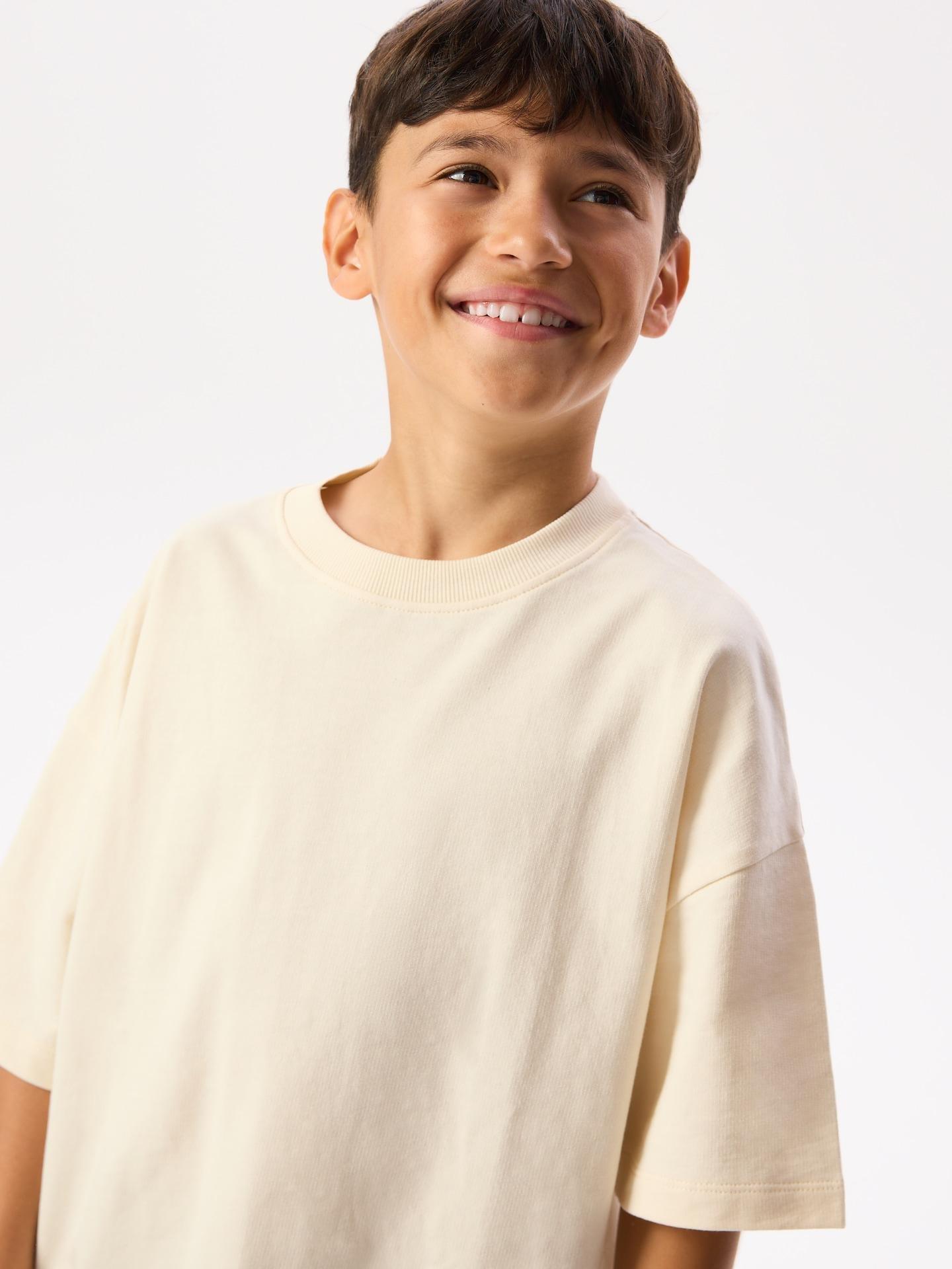 Cream Cotton T-Shirt, Ivory, medium