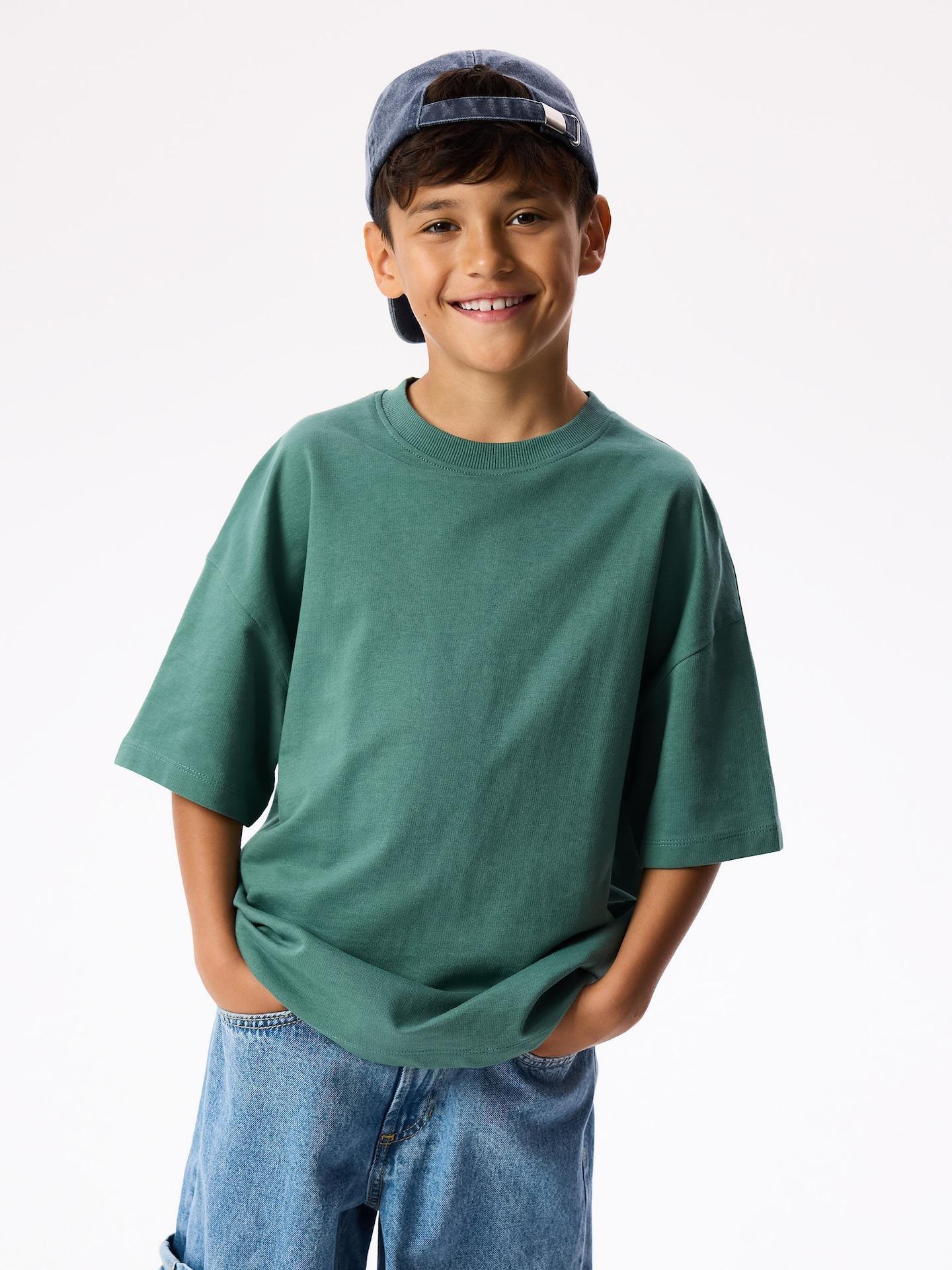 Green Cotton T-Shirt, Turquoise, medium