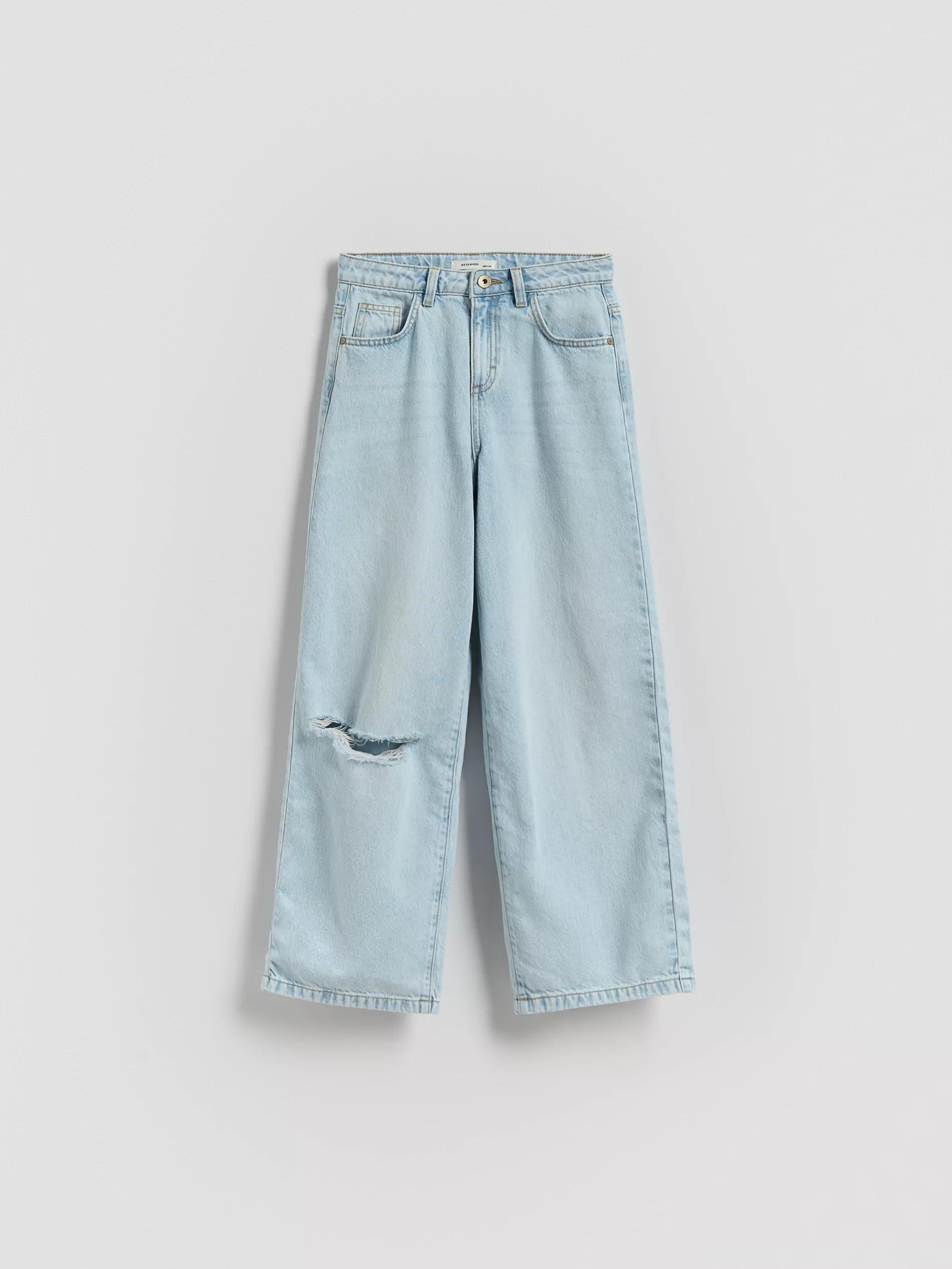 BLUE Distressed wide-leg jeans, , large image number 2