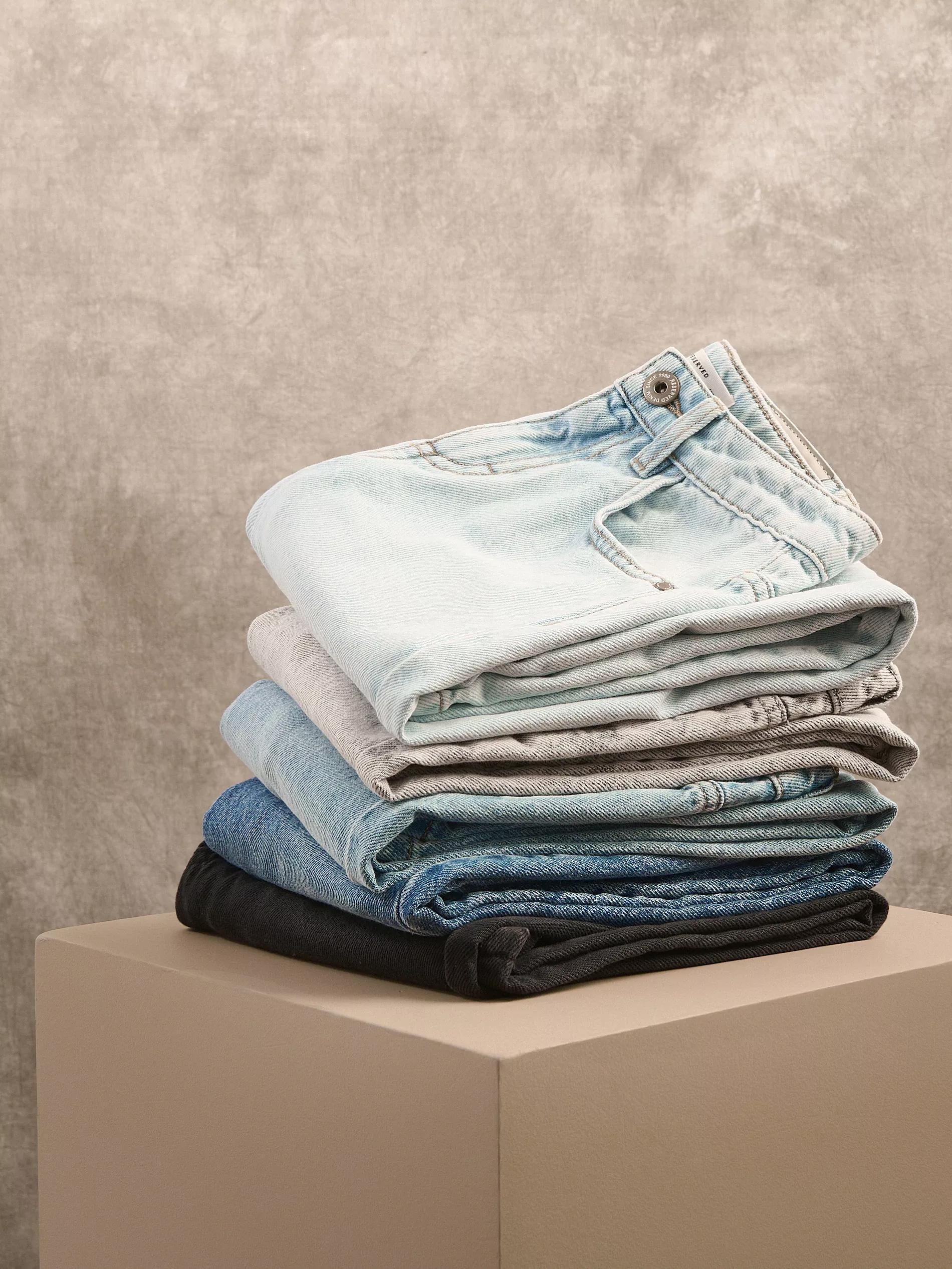 BLUE Distressed wide-leg jeans, , large image number 5