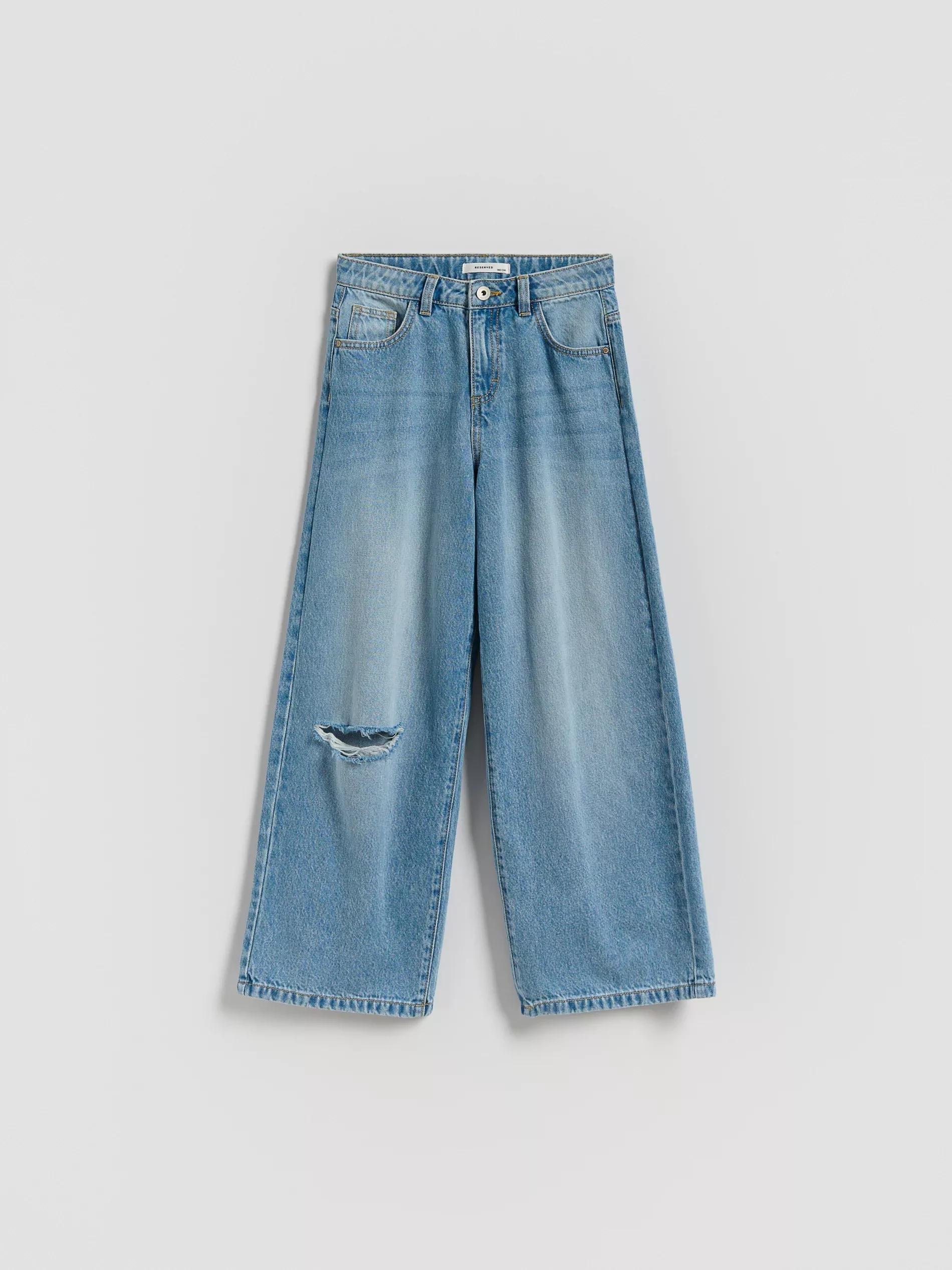 BLUE Distressed wide-leg jeans, , large image number 2