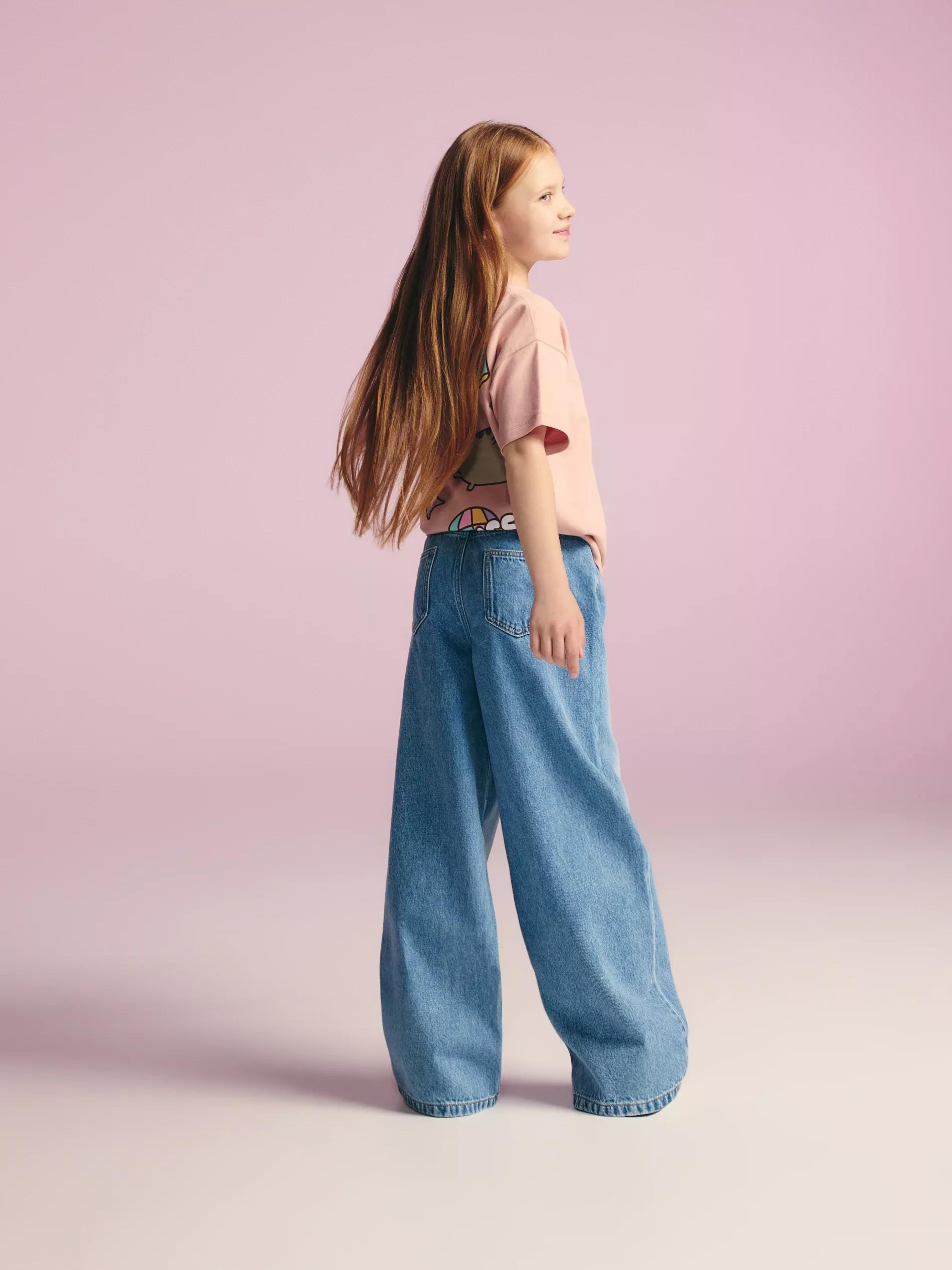BLUE Distressed wide-leg jeans, , large image number 3