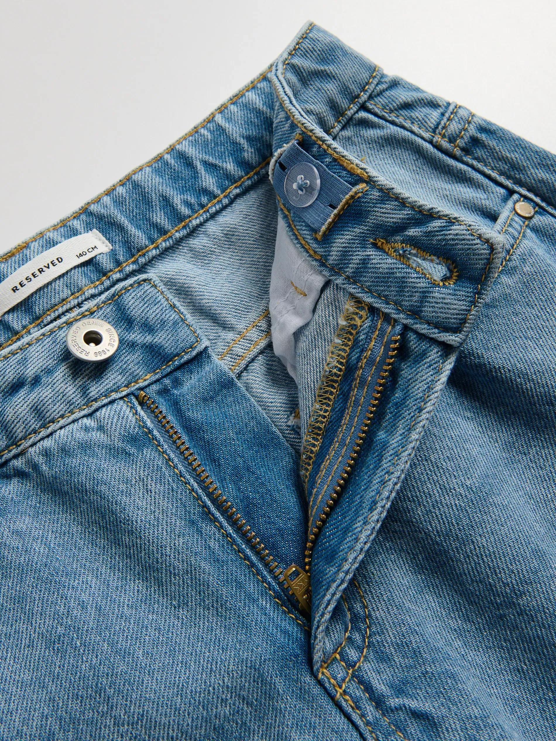 BLUE Distressed wide-leg jeans, , large image number 4