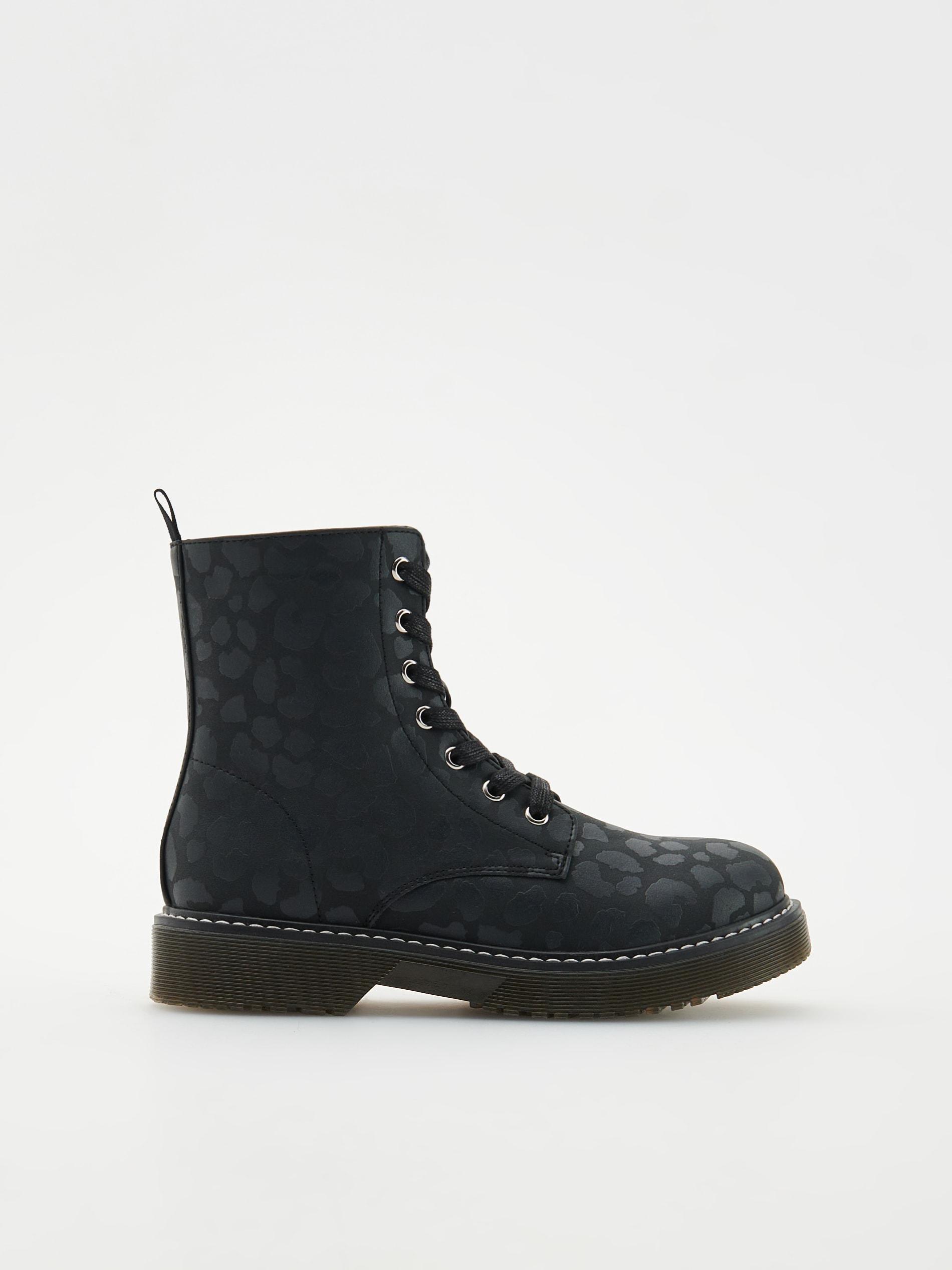 Grey Ankle Boots With Leopard Pattern, Kids Girls, , large image number 0