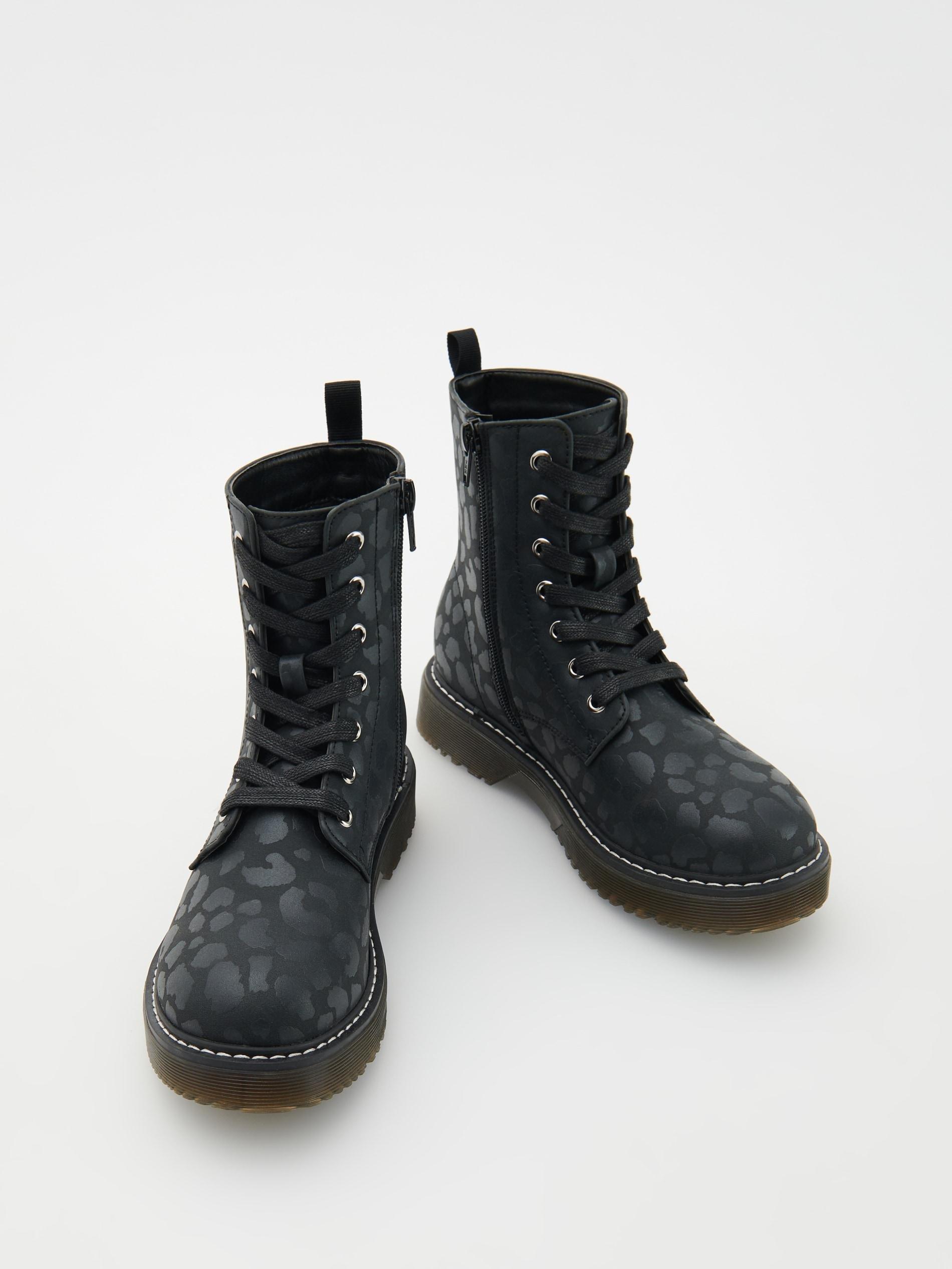 Grey Ankle Boots With Leopard Pattern, Kids Girls, , large image number 1