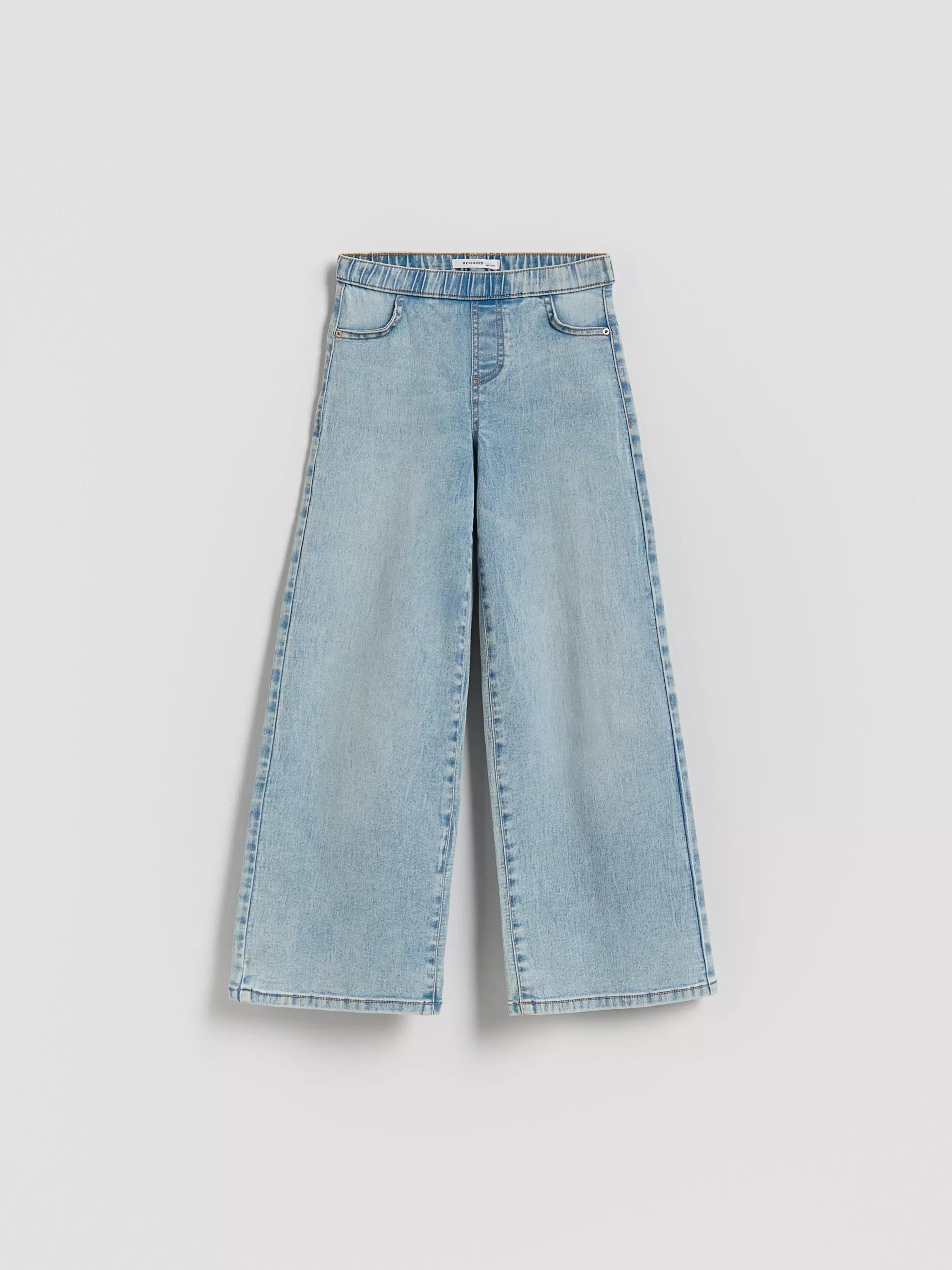 Blue Elastic Wide Leg Jeans, , large image number 0