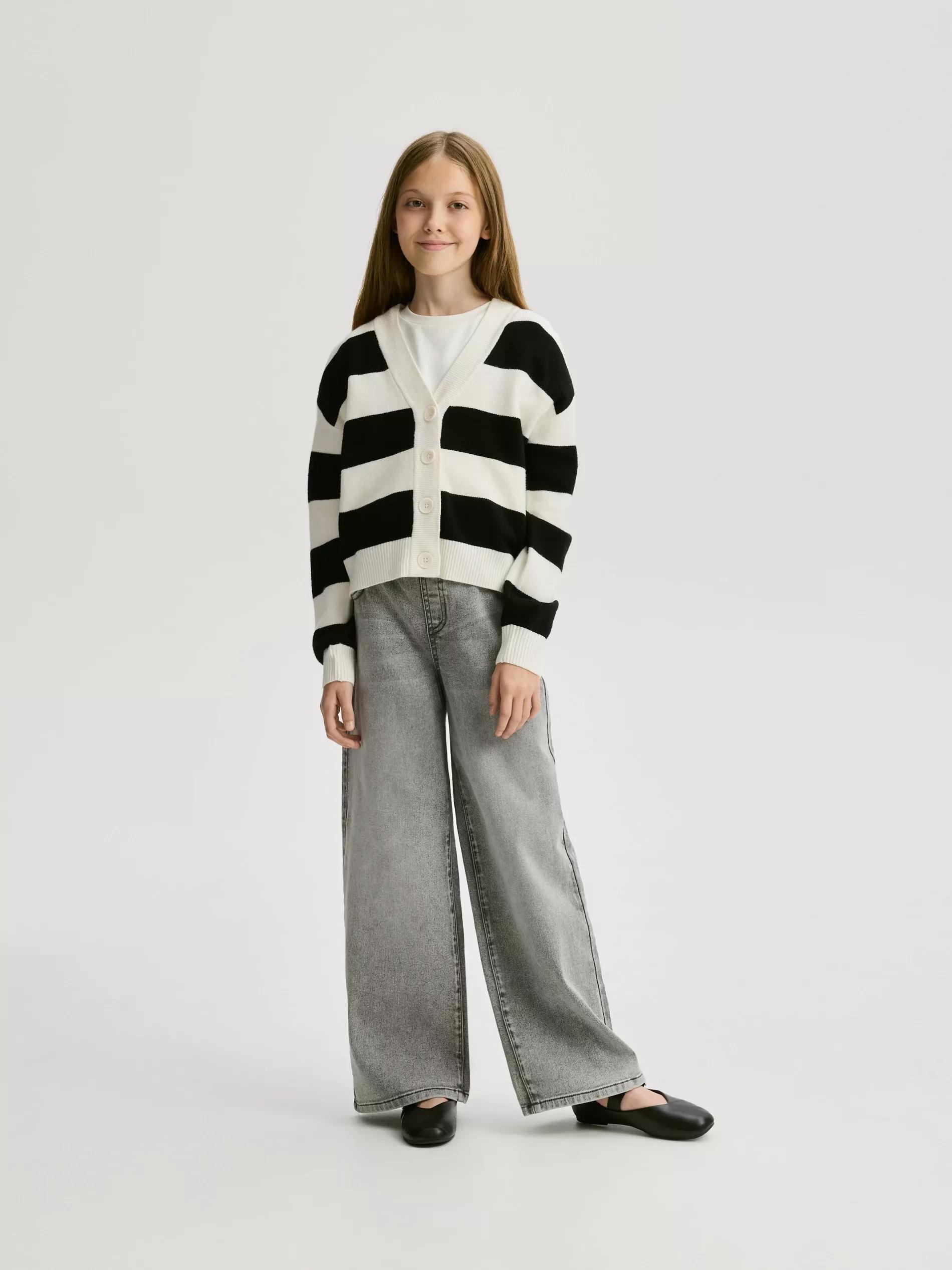 Grey Elastic Wide Leg Jeans, Grey, large image number 2