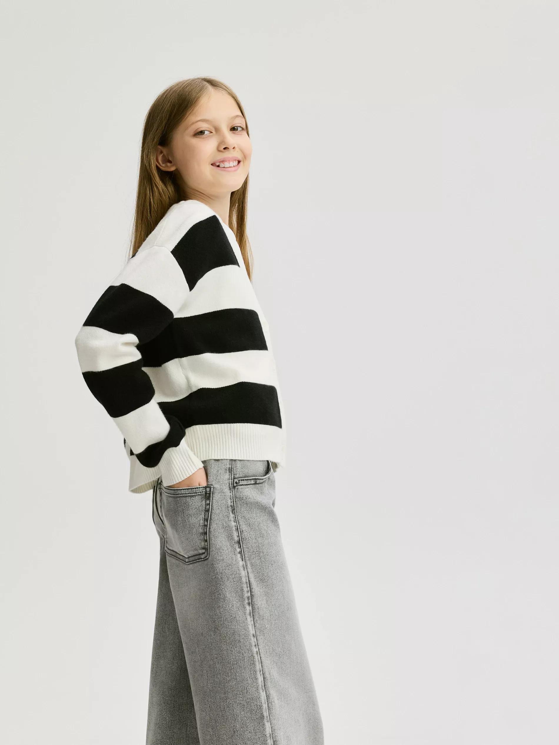 Grey Elastic Wide Leg Jeans, Grey, large image number 4