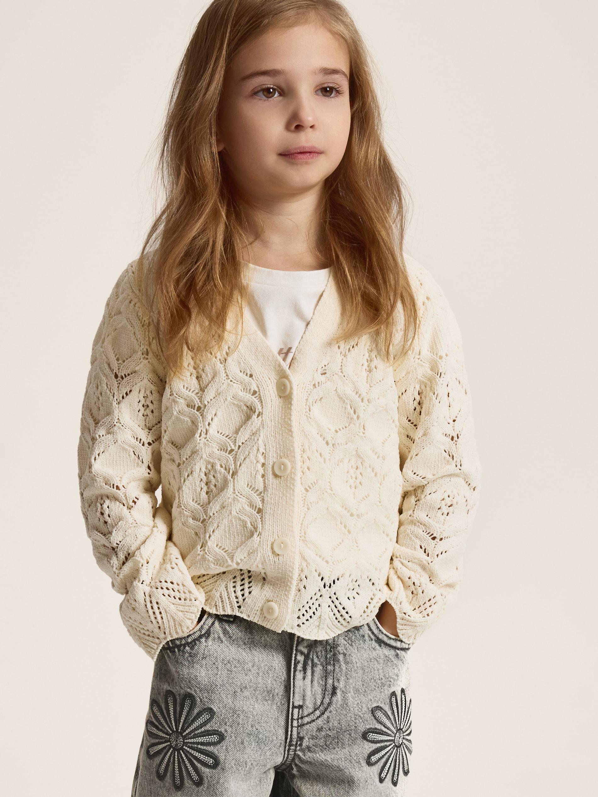 Cream Openwork Cardigan, Ivory, large image number 2