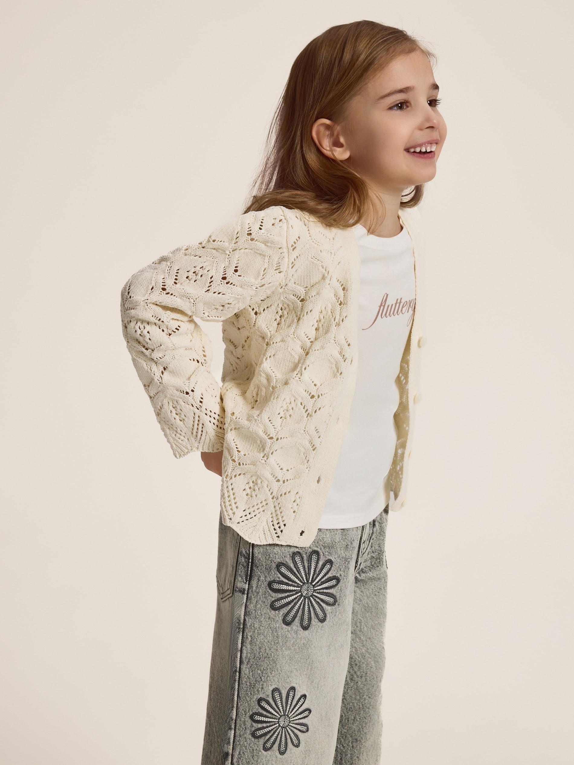 Cream Openwork Cardigan, Ivory, large image number 4