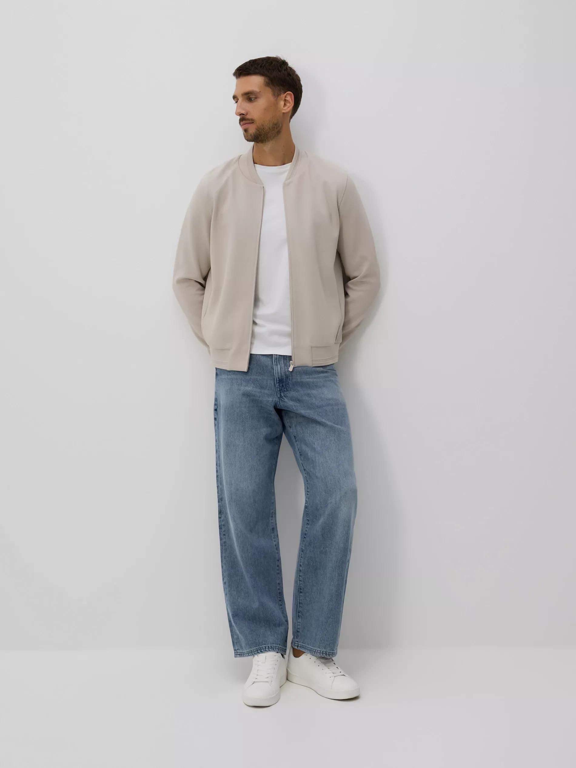Beige Bomber Sweatshirt, , large image number 0