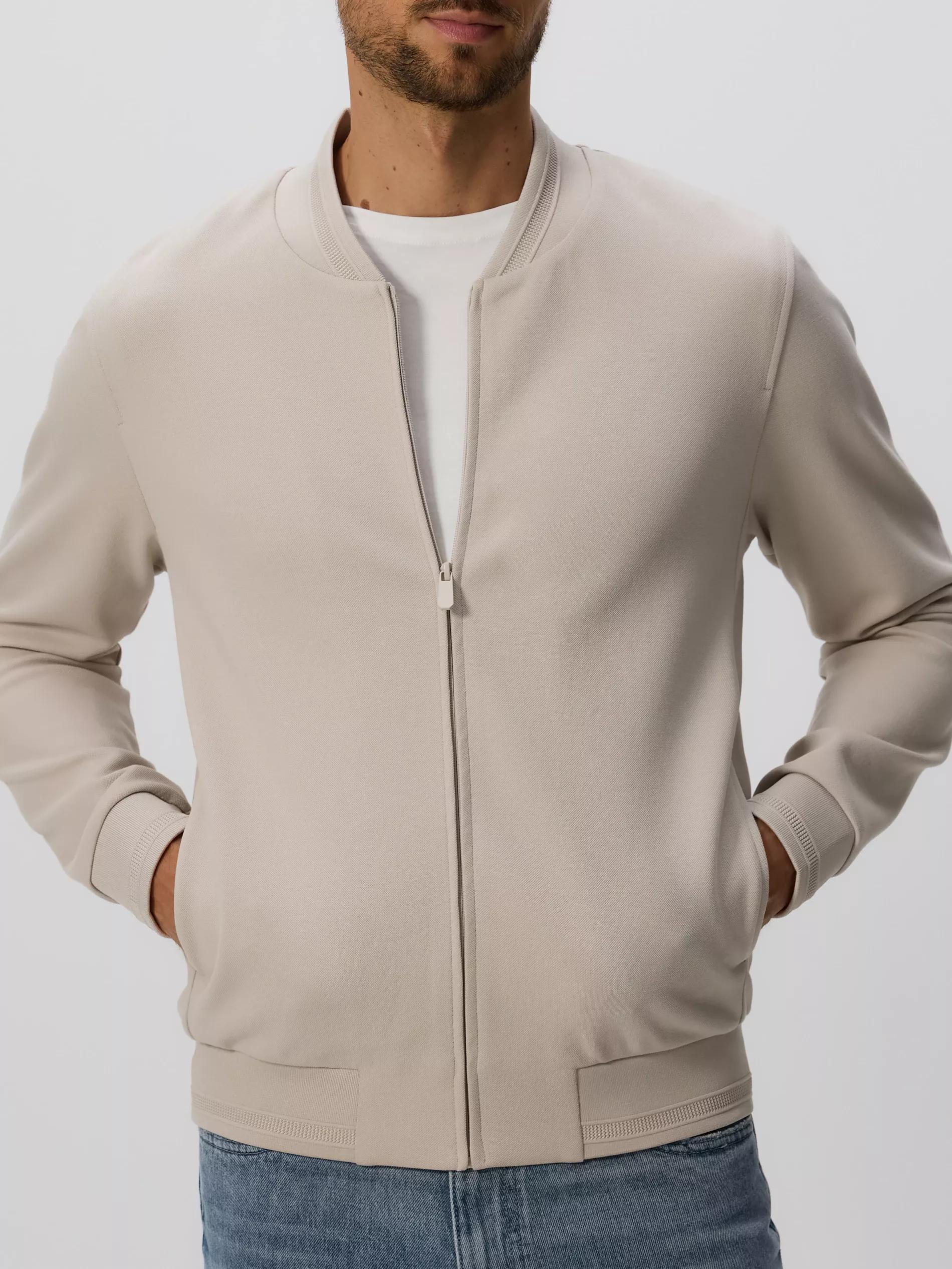 Beige Bomber Sweatshirt, , large image number 1