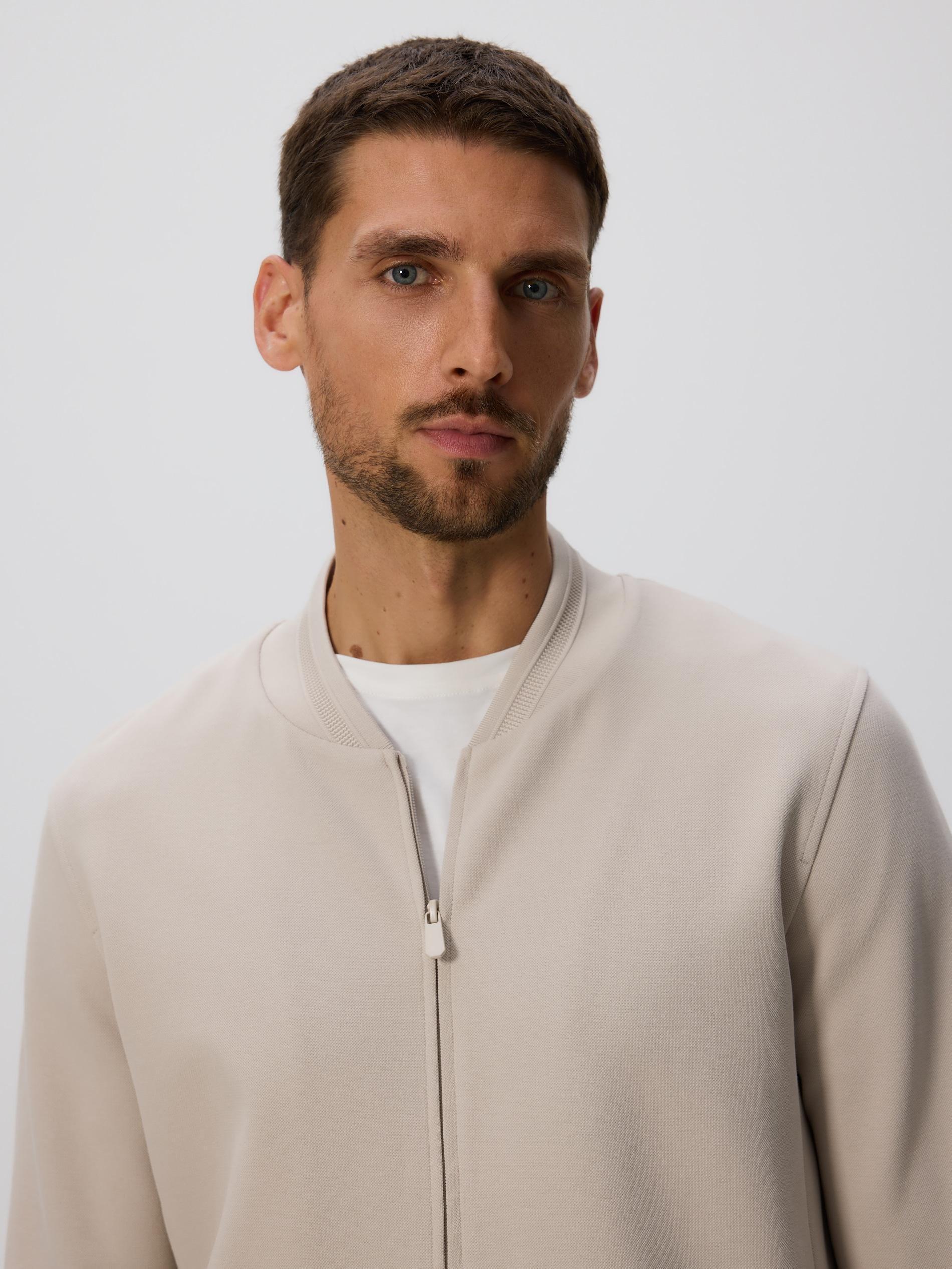 Beige Bomber Sweatshirt, , large image number 2