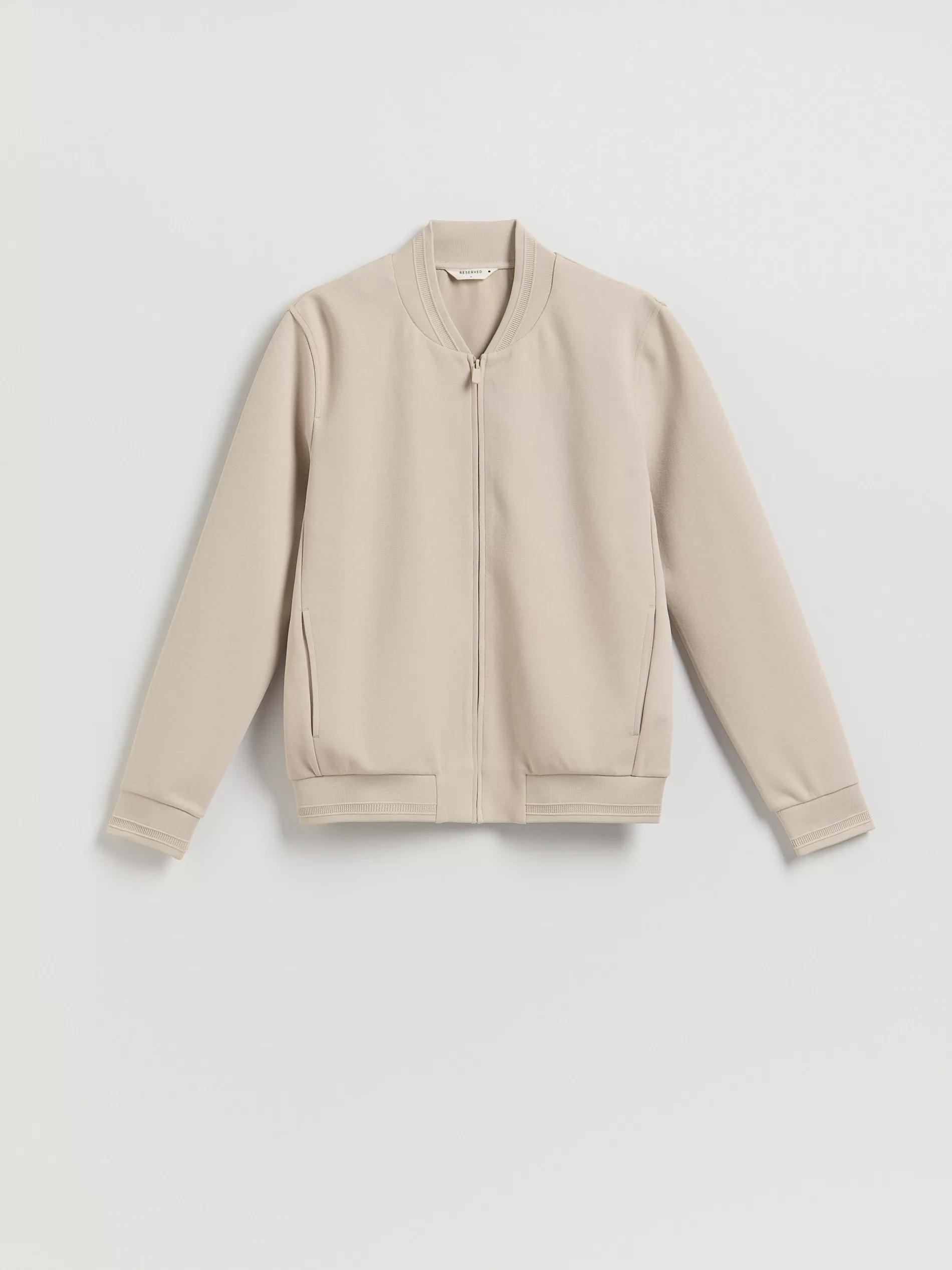 Beige Bomber Sweatshirt, , large image number 4