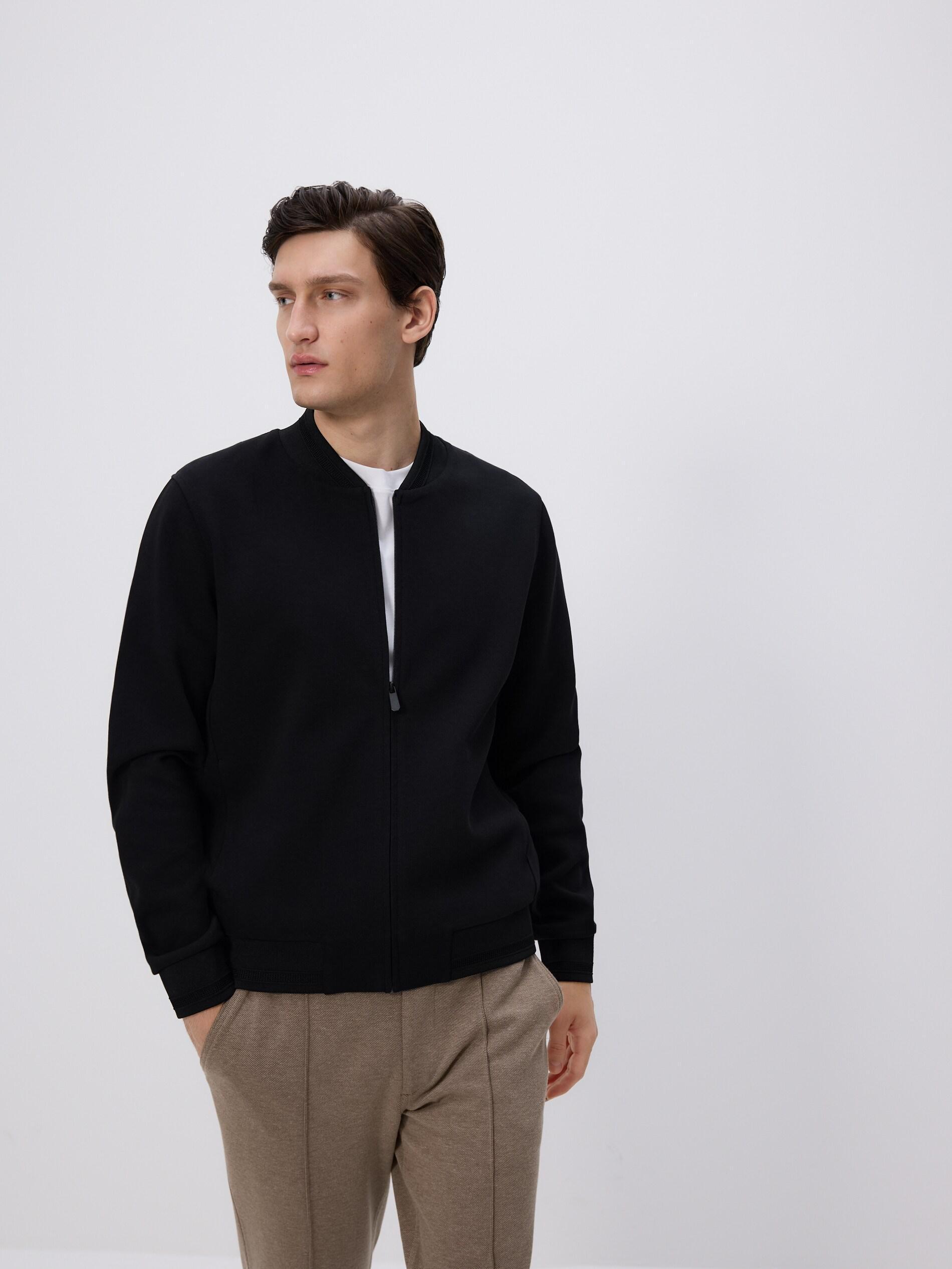 Black Bomber Sweatshirt, Black, large image number 0