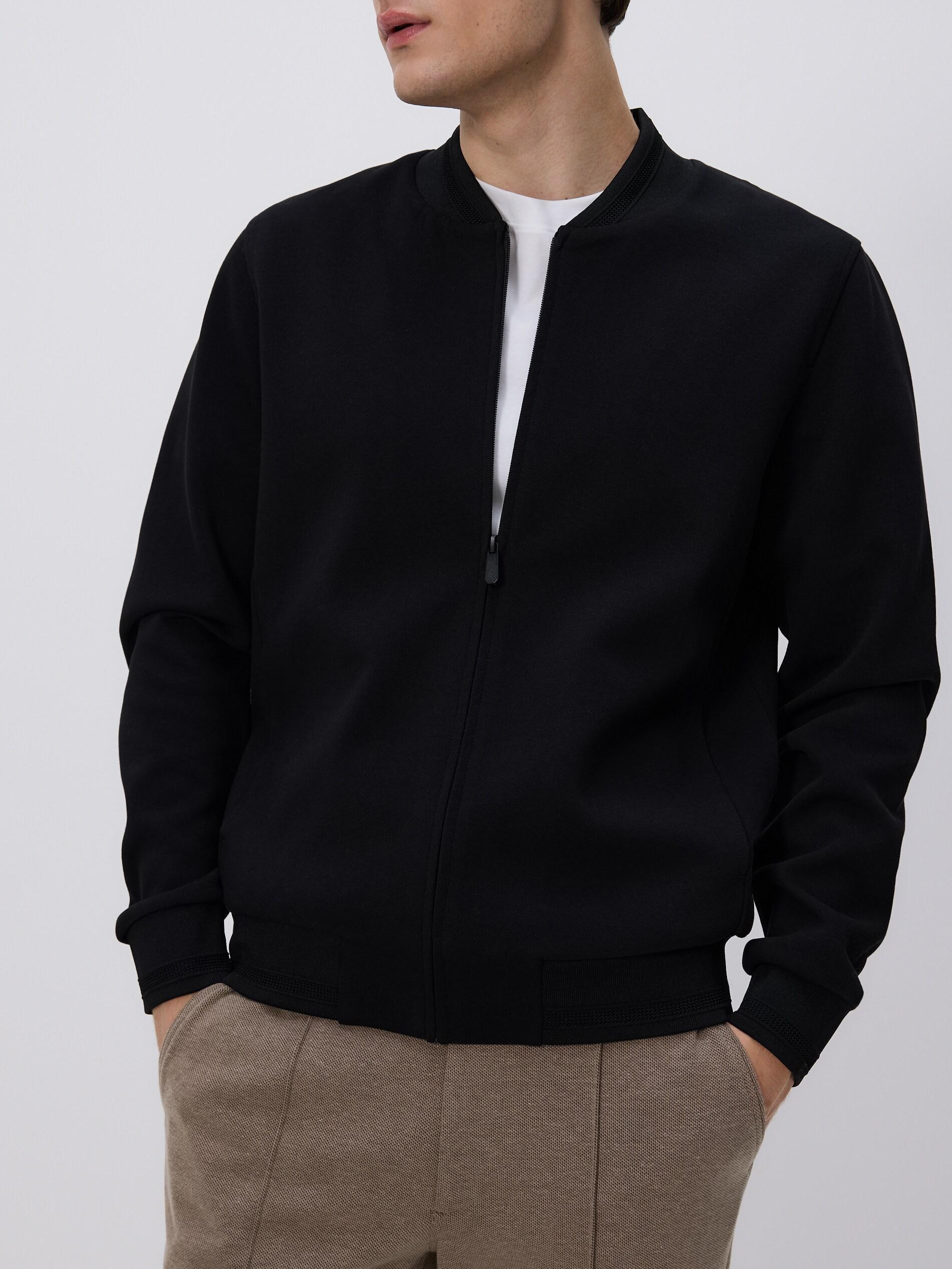 Black Bomber Sweatshirt, Black, large image number 1