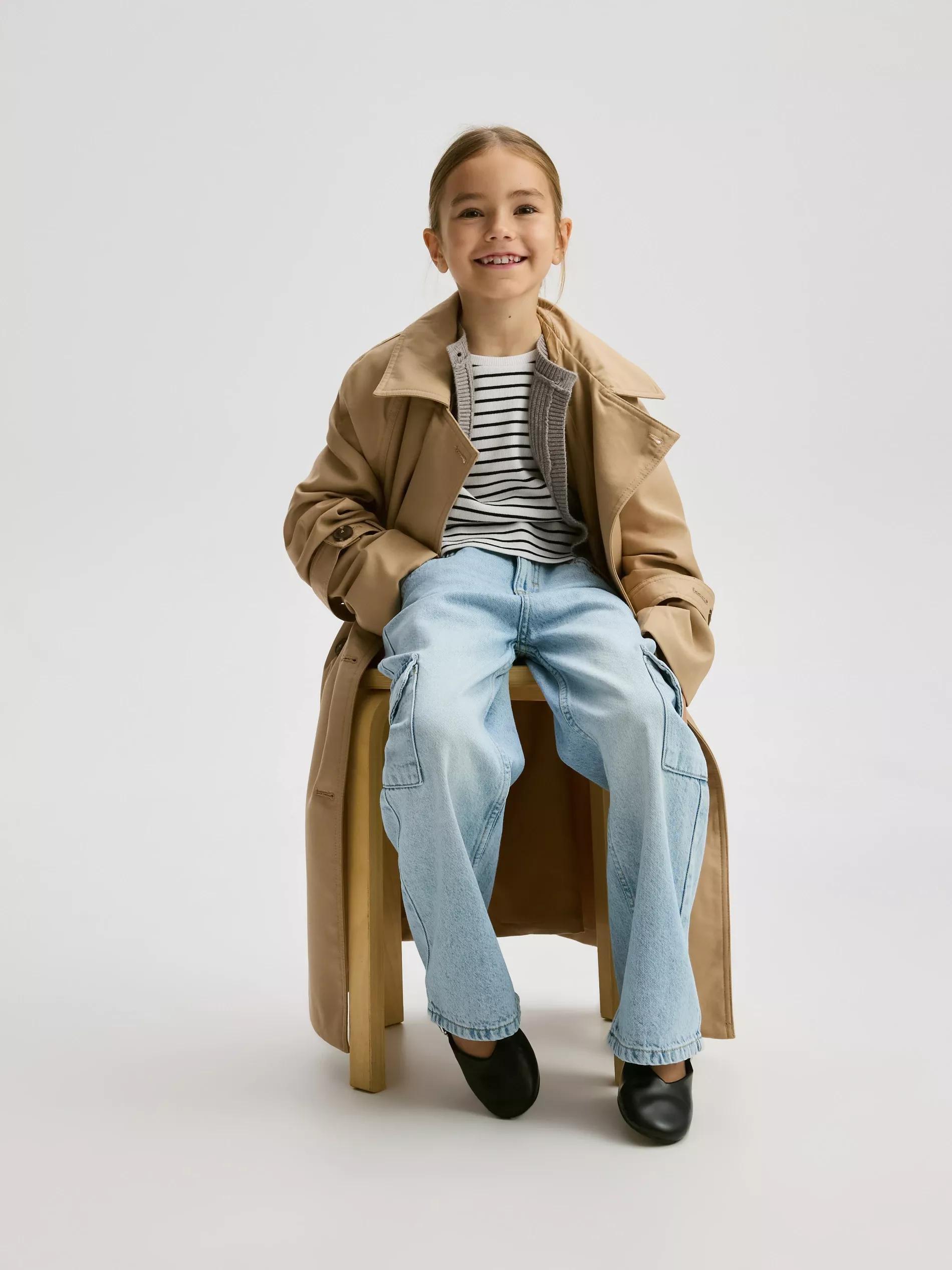 Blue Wide Leg Jeans With Cargo Pockets, Blue, large image number 2