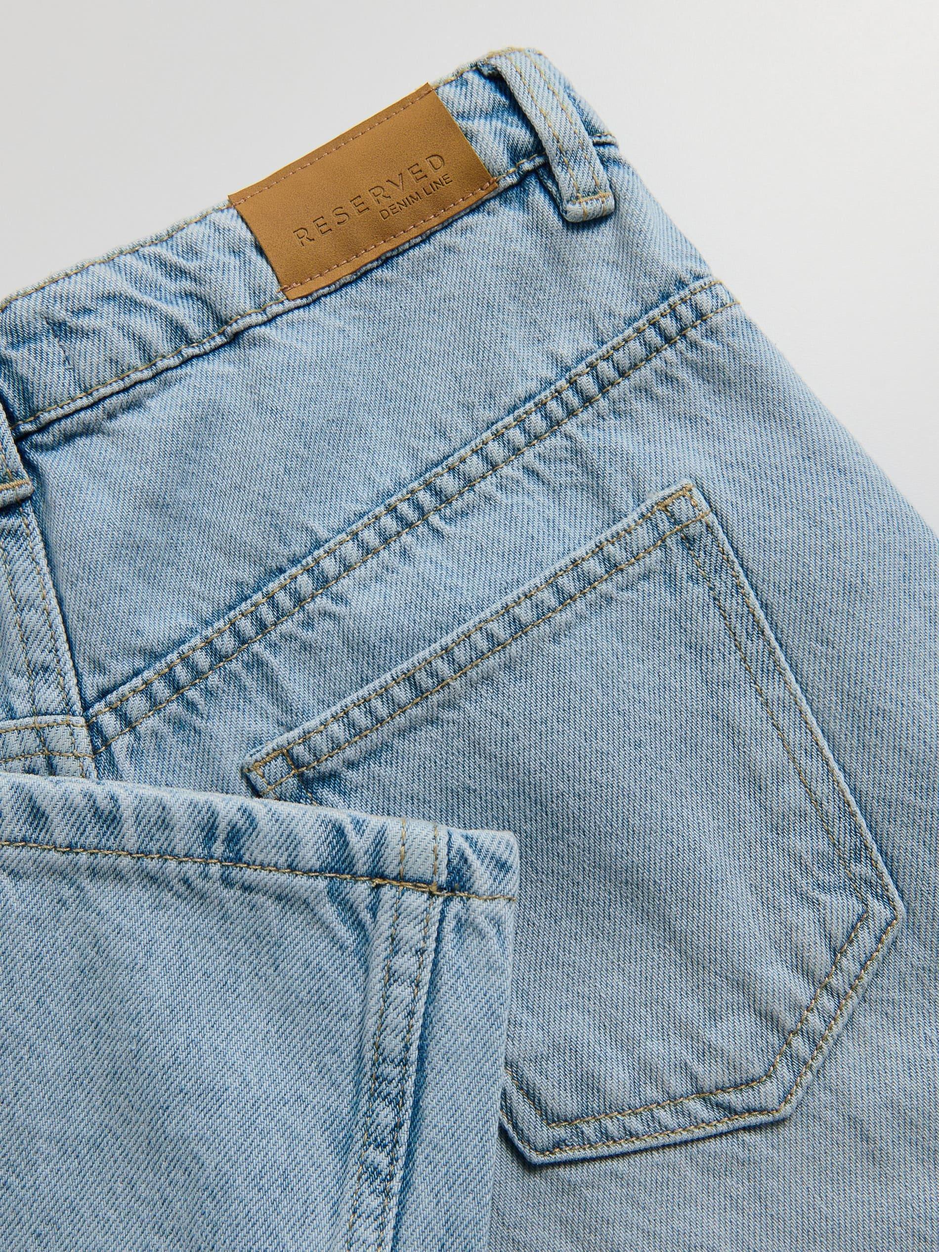 Blue Wide Leg Jeans With Cargo Pockets, Blue, large image number 4