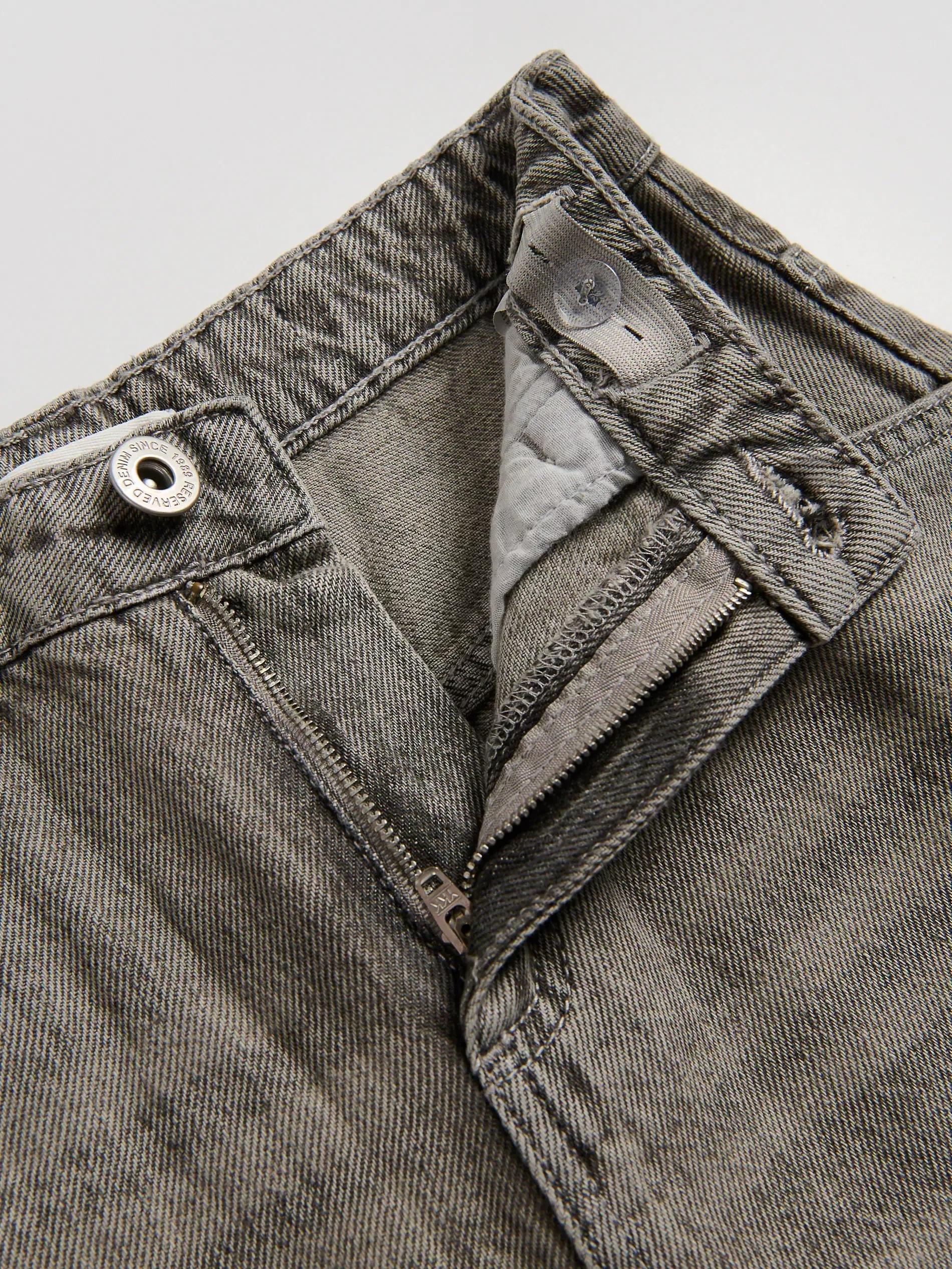 Grey Wide Leg Jeans With Cargo Pockets, Light grey, large image number 3