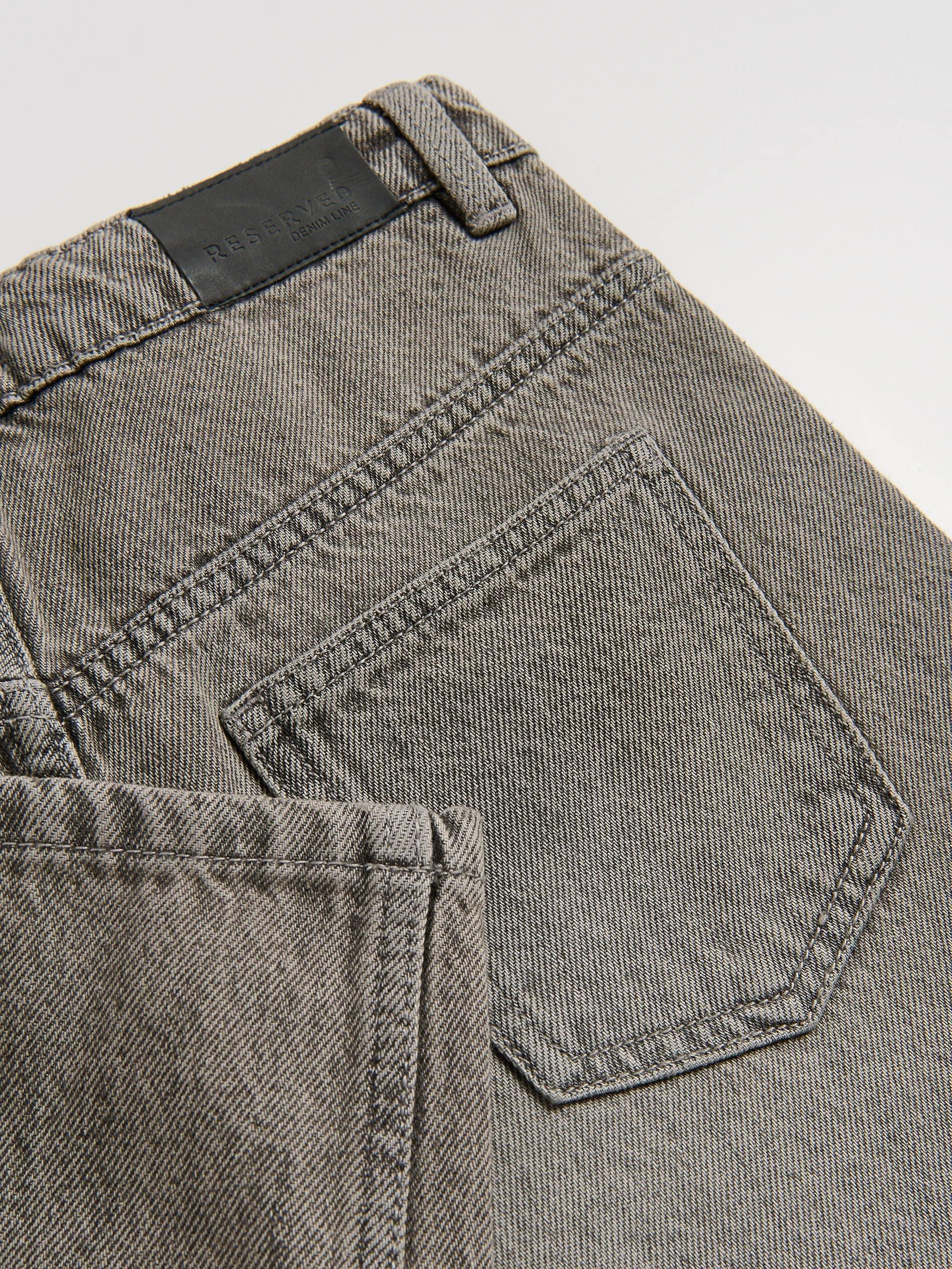 Grey Wide Leg Jeans With Cargo Pockets, Light grey, large image number 4